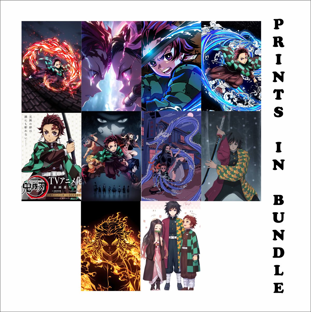 Demon Slayer Posters A4 Size Pack Of 10 (Set 1)