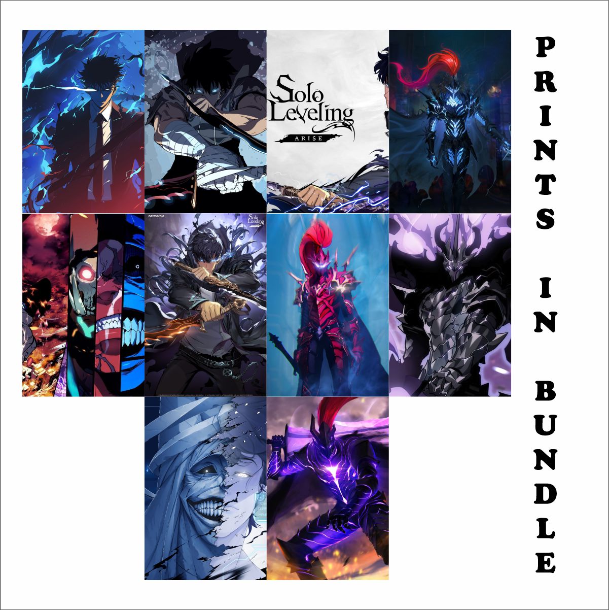 Solo Leveling Posters A4 Size Pack Of 10 (Set 2)