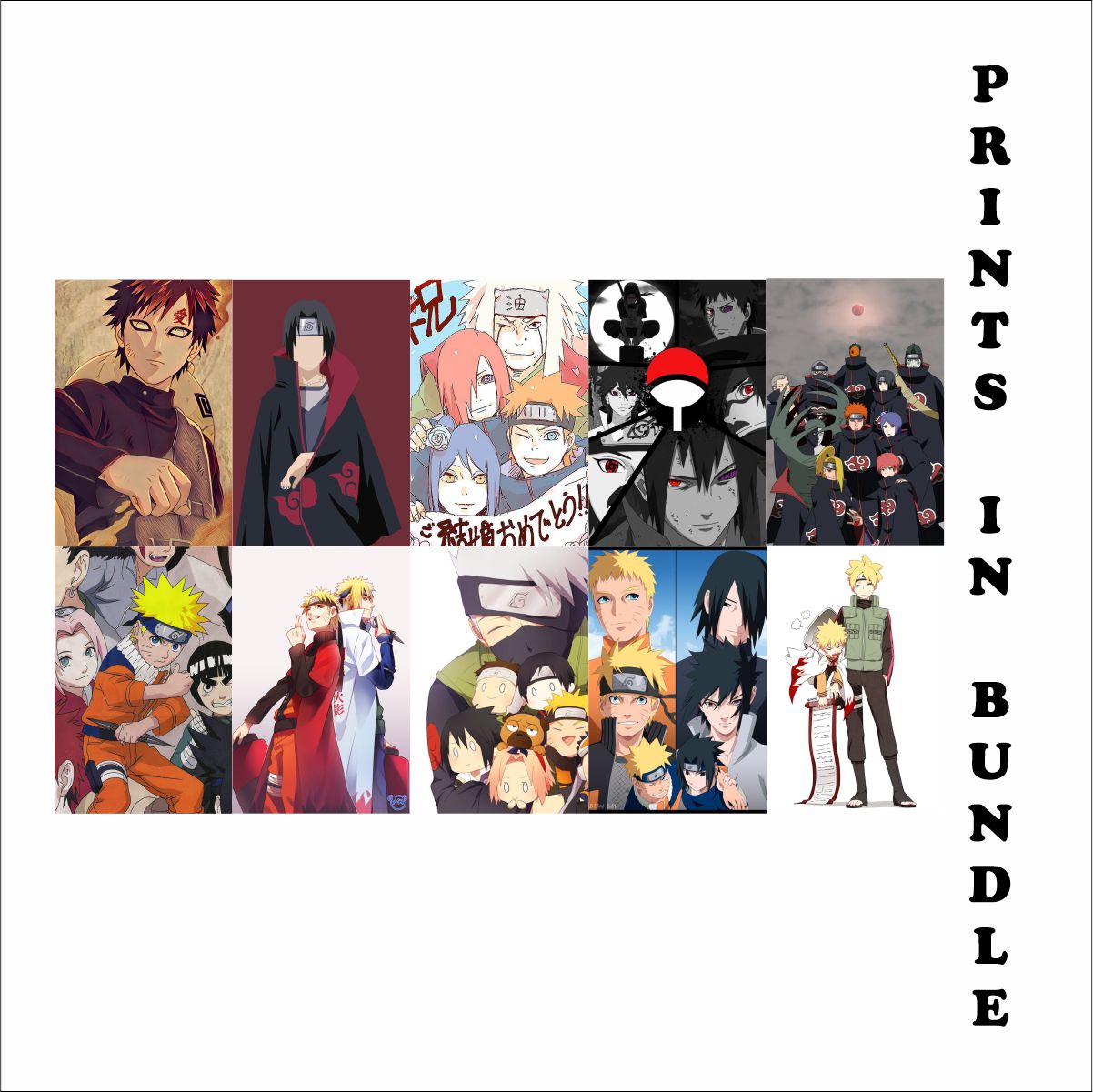 Naruto Poster Bundle A4 Size pack of 10 (Set 3)