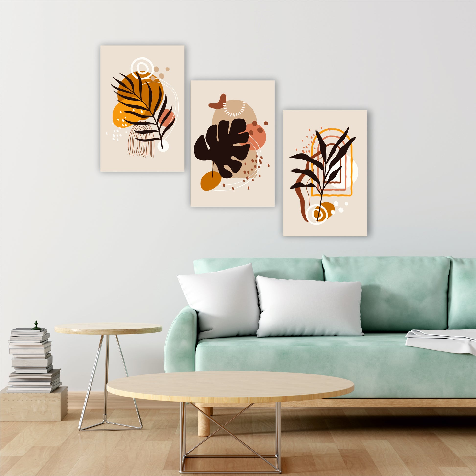 Pack Of 3 Multicolor Mahogany Wood Rectangular Nature Themed Boho Wall Decor