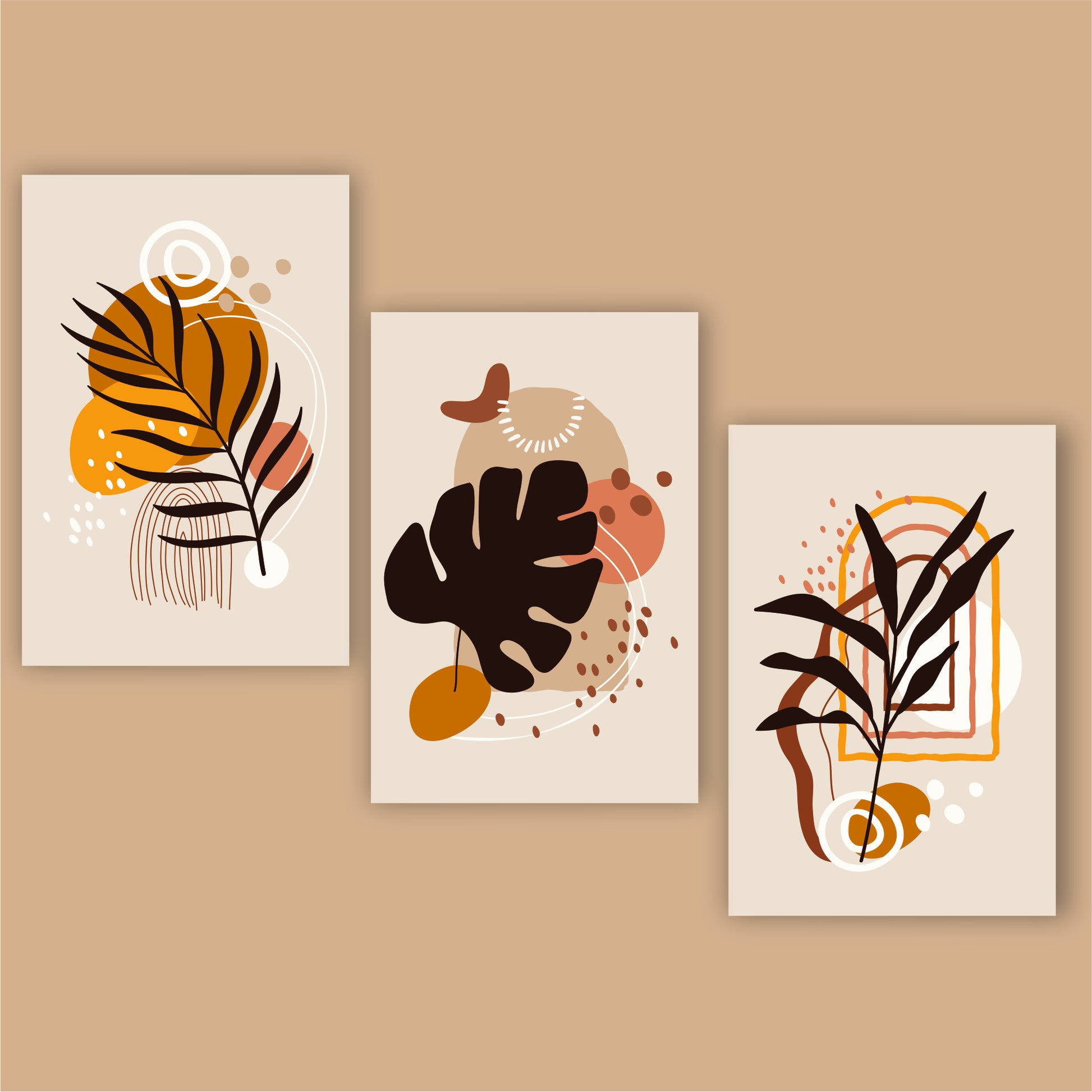 Pack Of 3 Multicolor Mahogany Wood Rectangular Nature Themed Boho Wall Decor