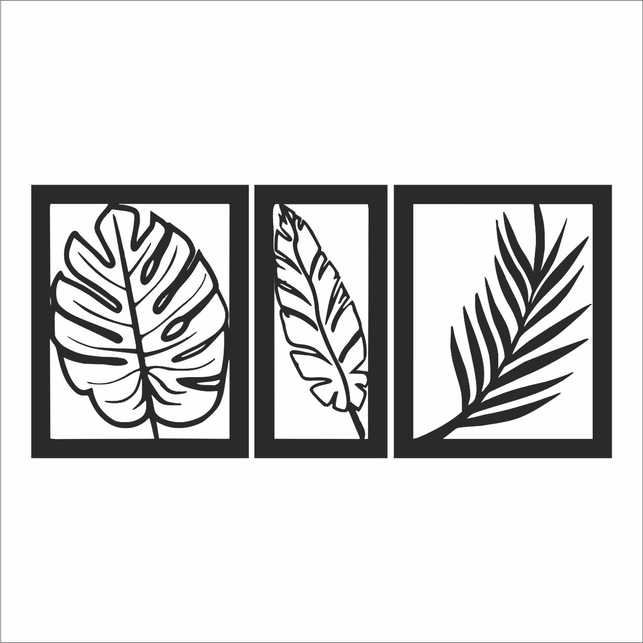 Pack Of 3 Black Engineered Wood Rectangular Themed Wall Hangings