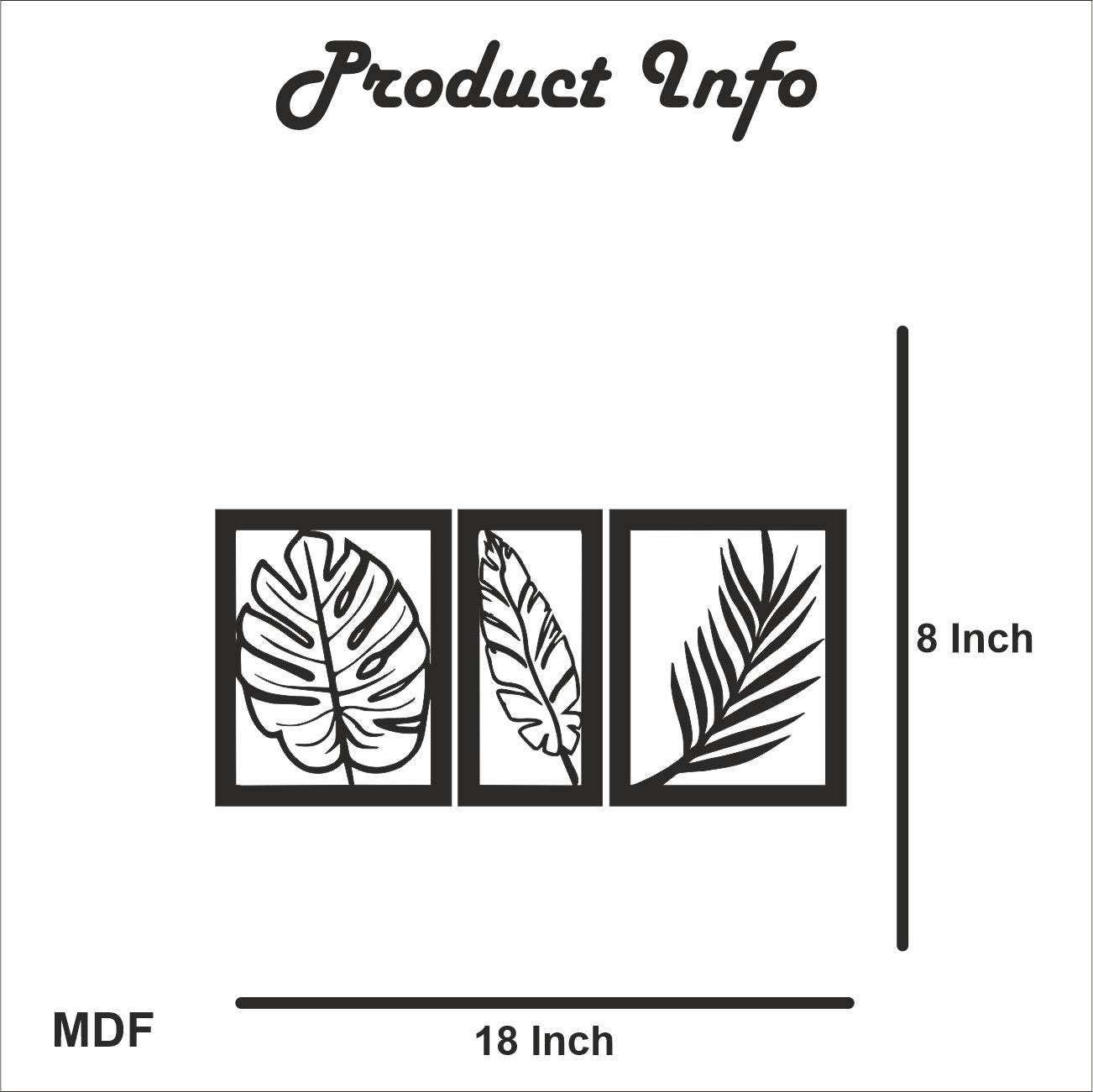 Pack Of 3 Black Engineered Wood Rectangular Themed Wall Hangings