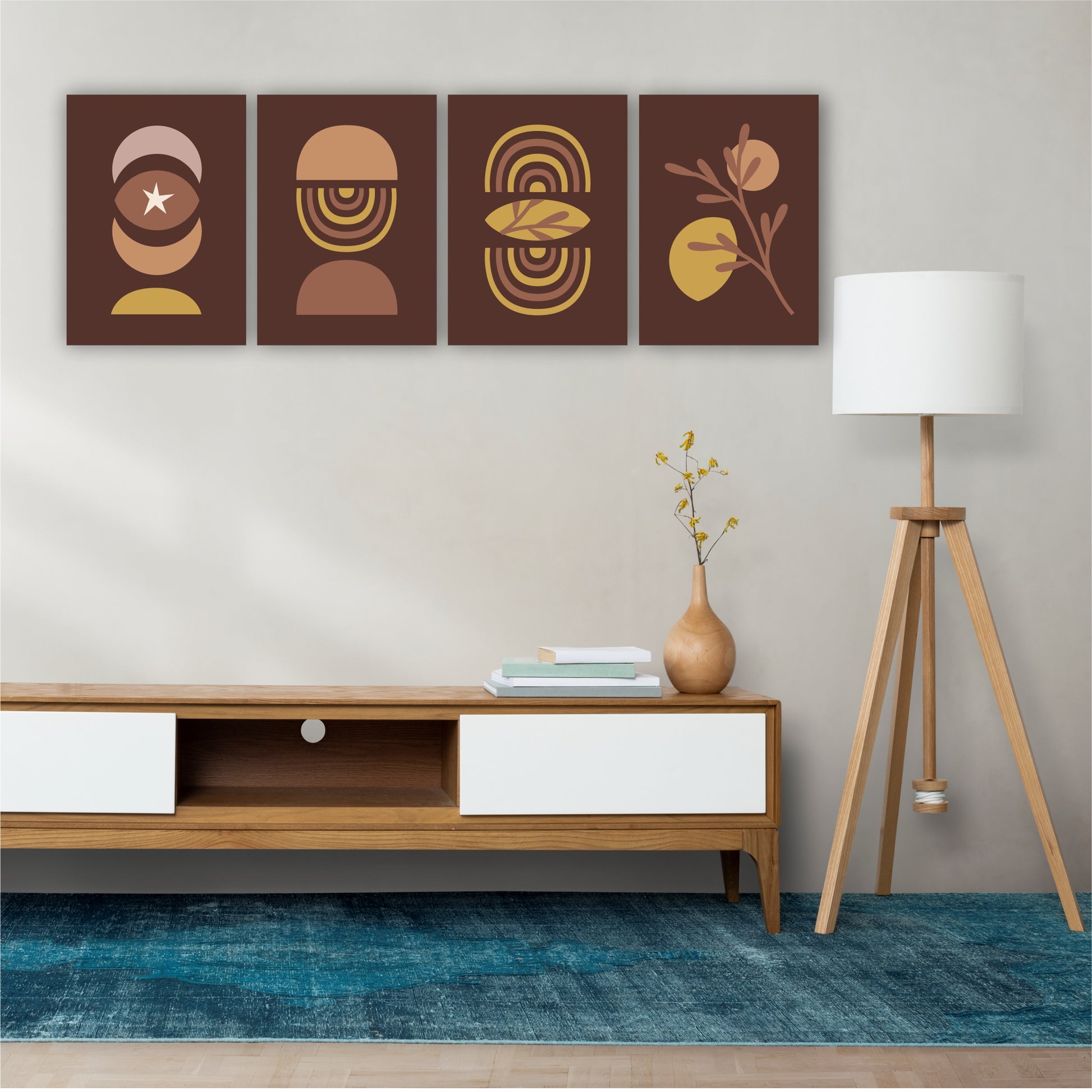 Pack Of 4 Multicolor Floral Boho Printed Wall Decor For Any Space