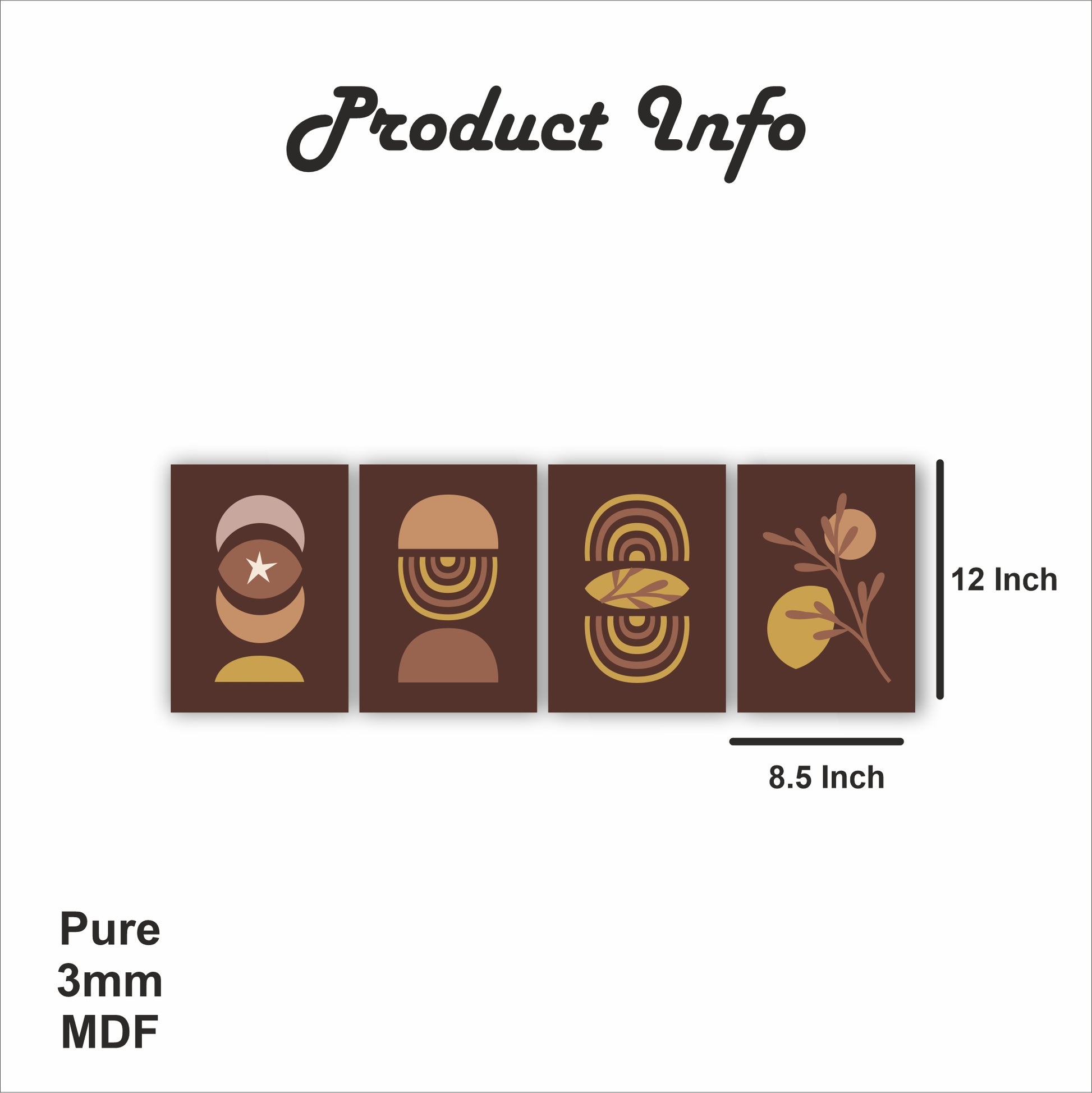 Pack Of 4 Multicolor Floral Boho Printed Wall Decor For Any Space