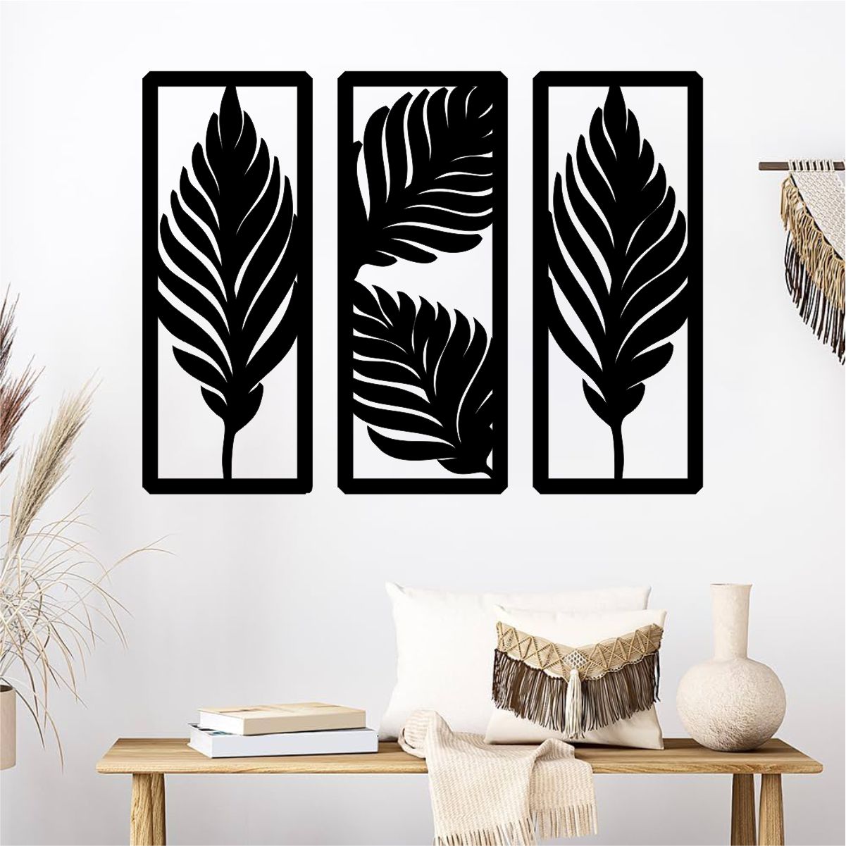 Pack of 3 Wooden Leaf Design Wall Art | For Wall Decoration
