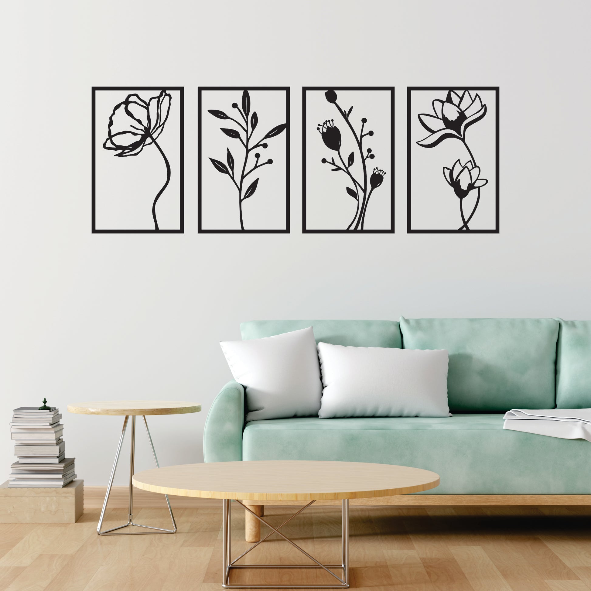 Black Engineered Wood Rectangular Themed Wall Hangings Pack Of 4