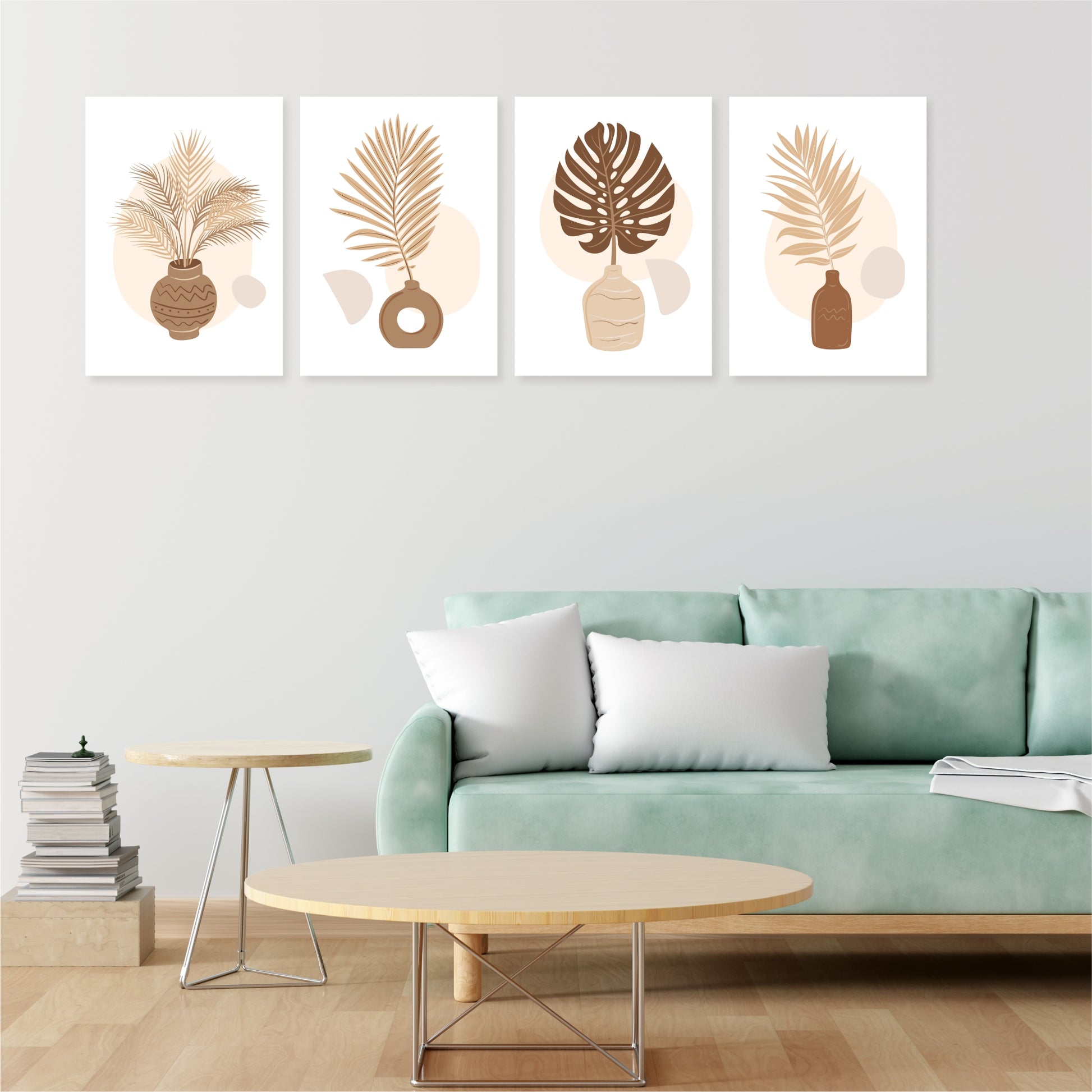 Pack Of 4 Multicolor Moon And Pot Printed Wall Decor For Any Space