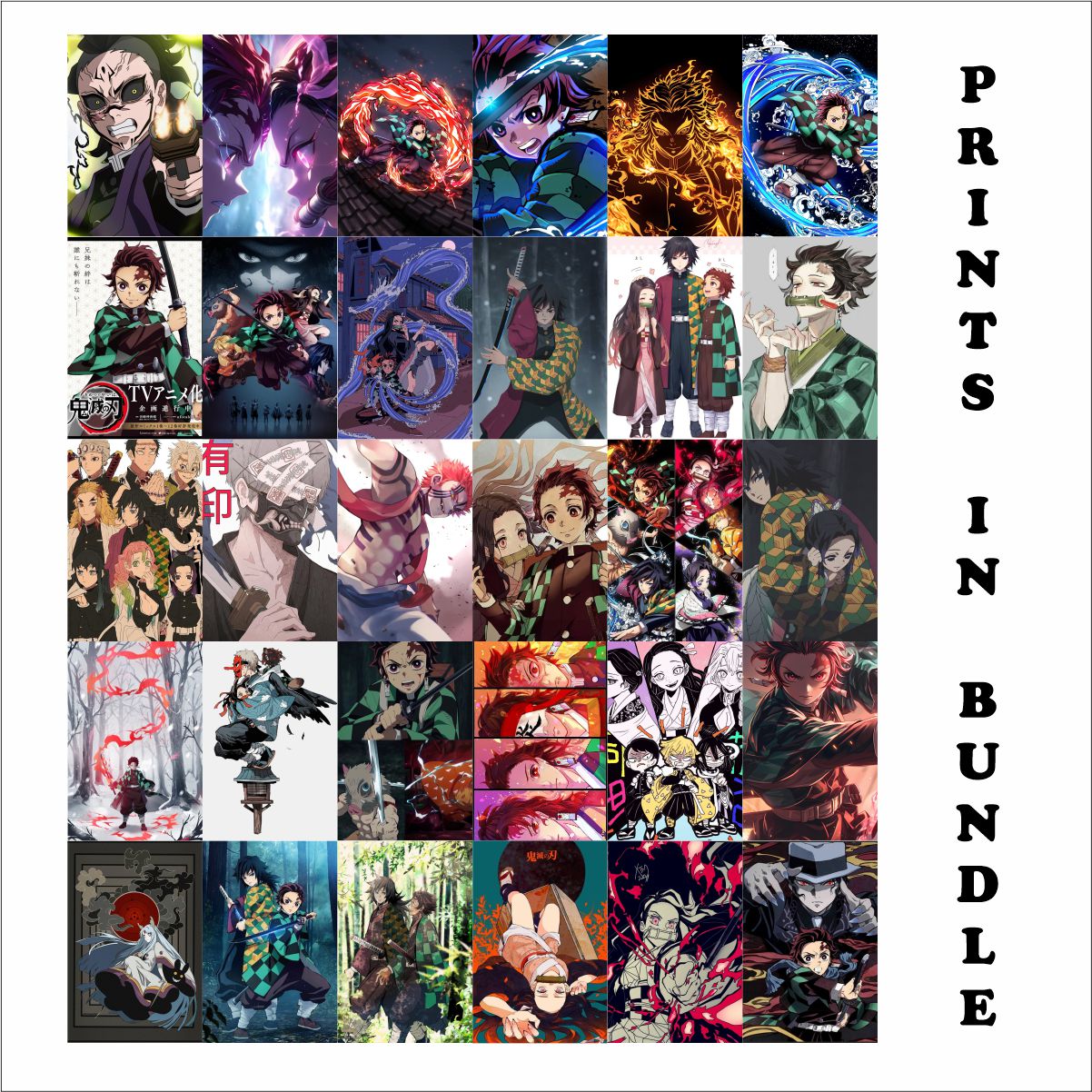 Demon Slayer Poster Bundle A6 Size pack of 30