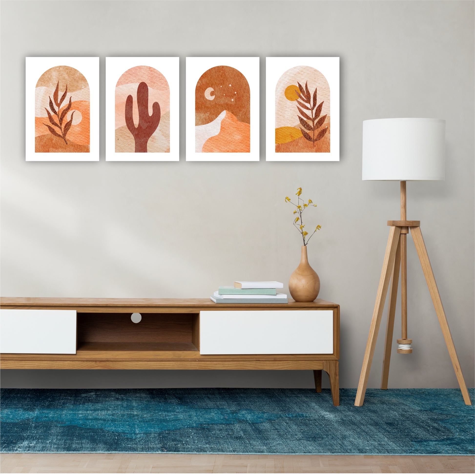 Pack Of 4 Multicolor Arch Boho Printed Wall Decor For Any Space