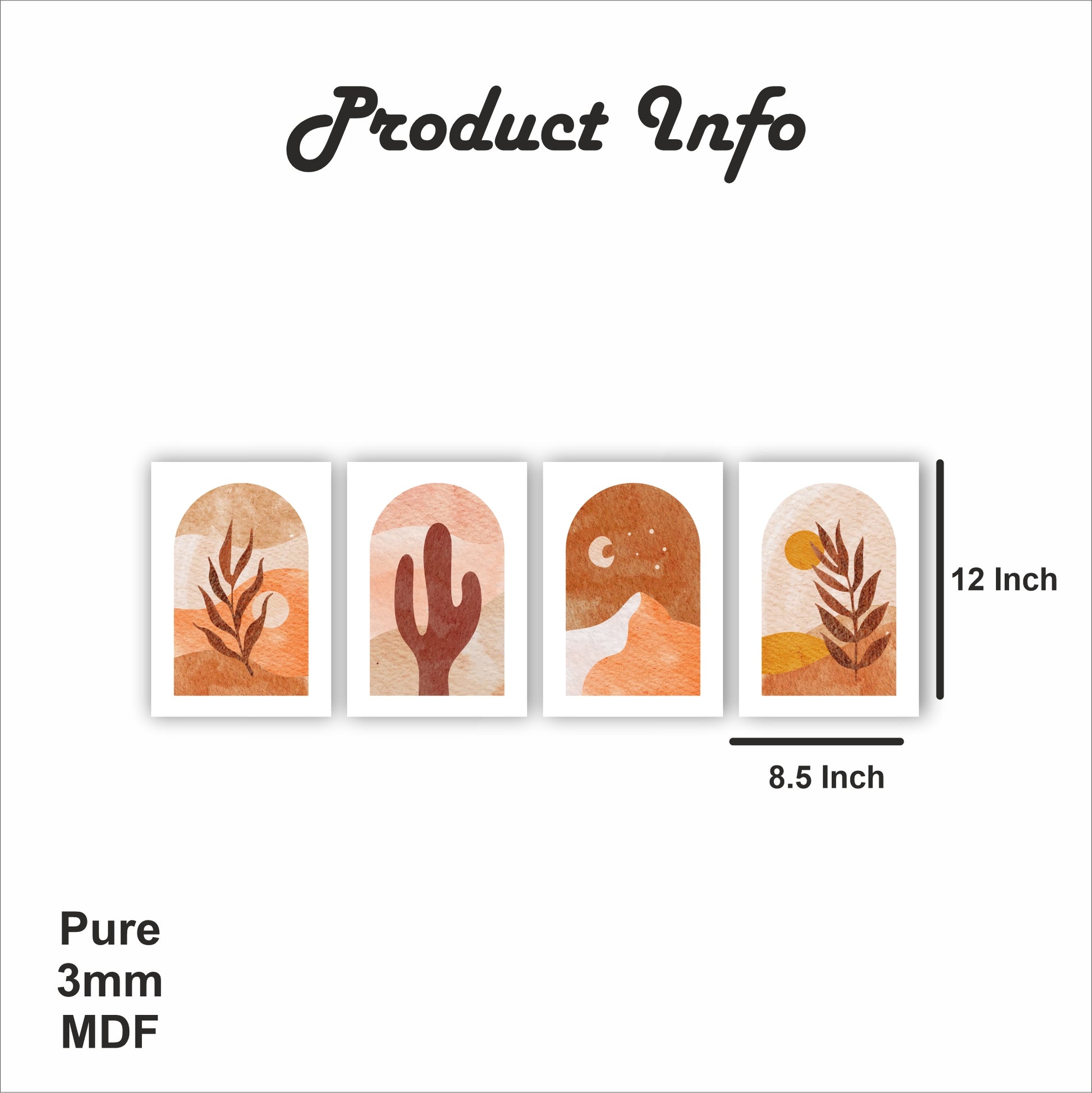 Pack Of 4 Multicolor Arch Boho Printed Wall Decor For Any Space