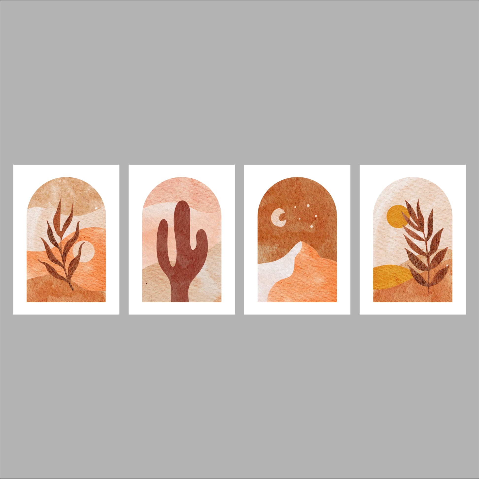 Pack Of 4 Multicolor Arch Boho Printed Wall Decor For Any Space