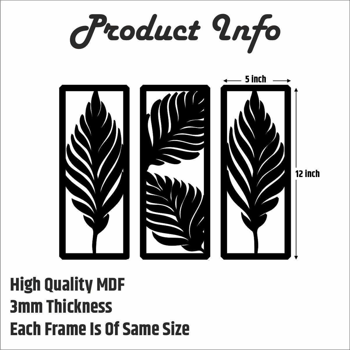 Pack of 3 Wooden Leaf Design Wall Art | For Wall Decoration