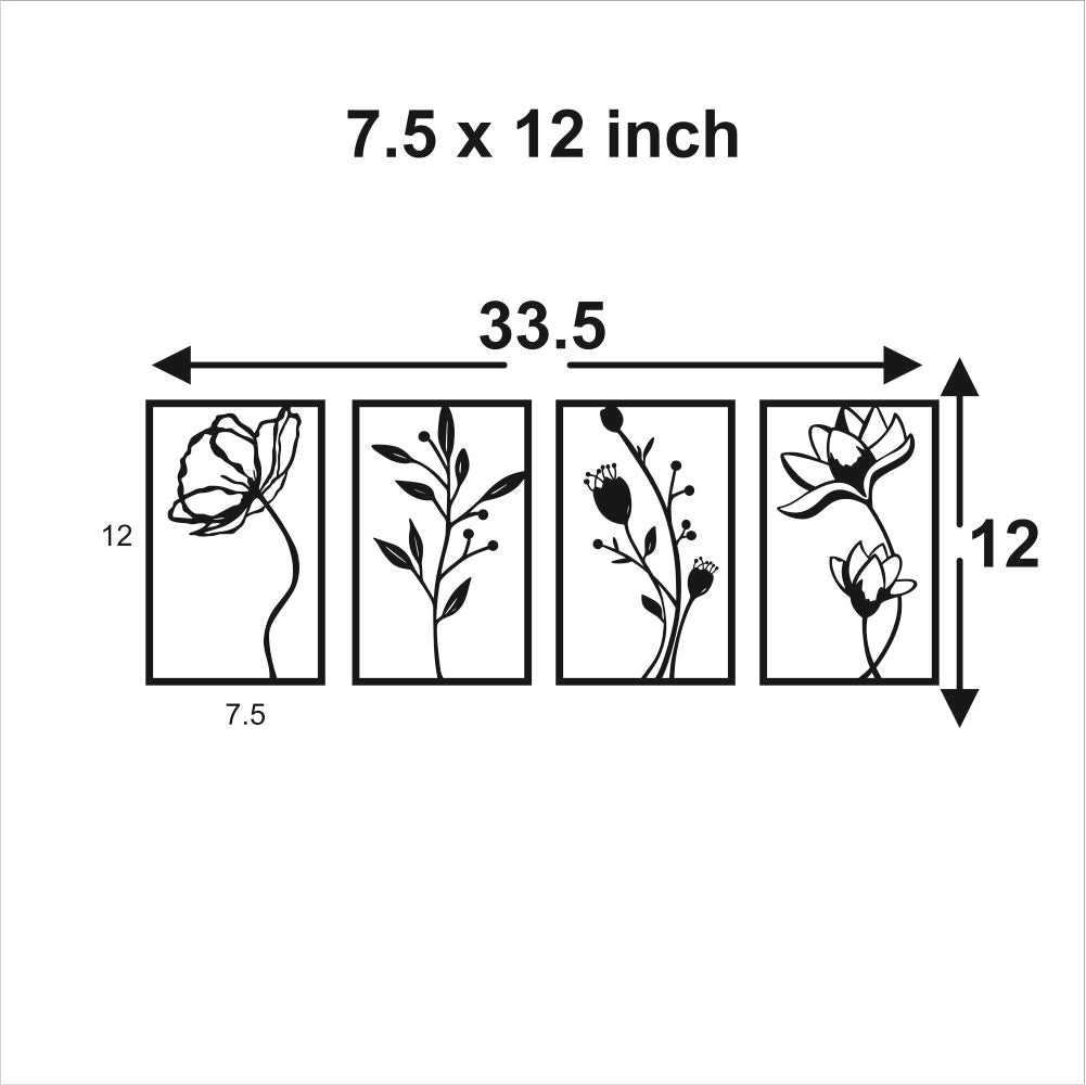 Black Engineered Wood Rectangular Themed Wall Hangings Pack Of 4