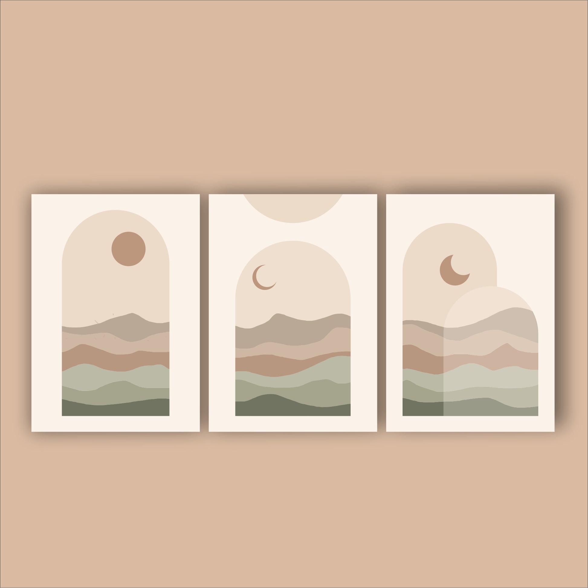 Pack Of 3 Multicolor Landscape Abstract Printed Wall Decor For Any Space