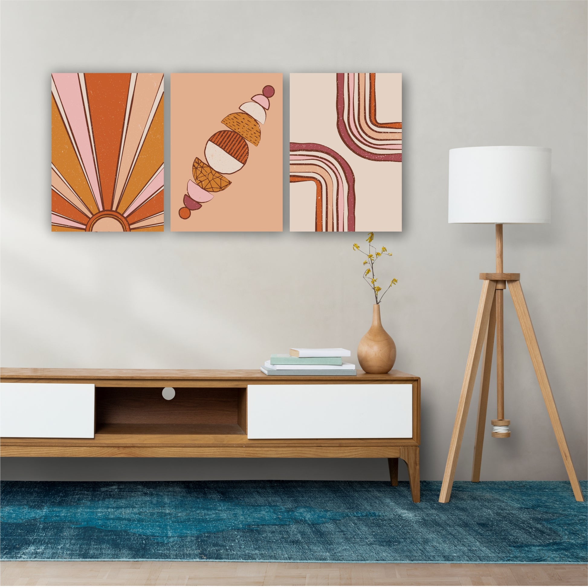 Pack Of 4 Brown Boho Printed Wall Decor For Any Space