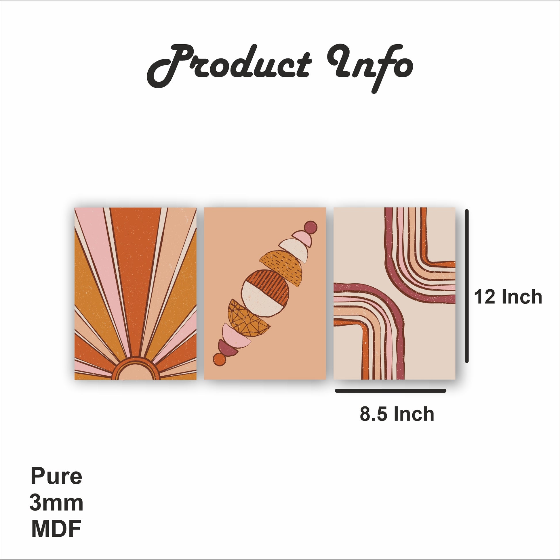 Pack Of 4 Brown Boho Printed Wall Decor For Any Space