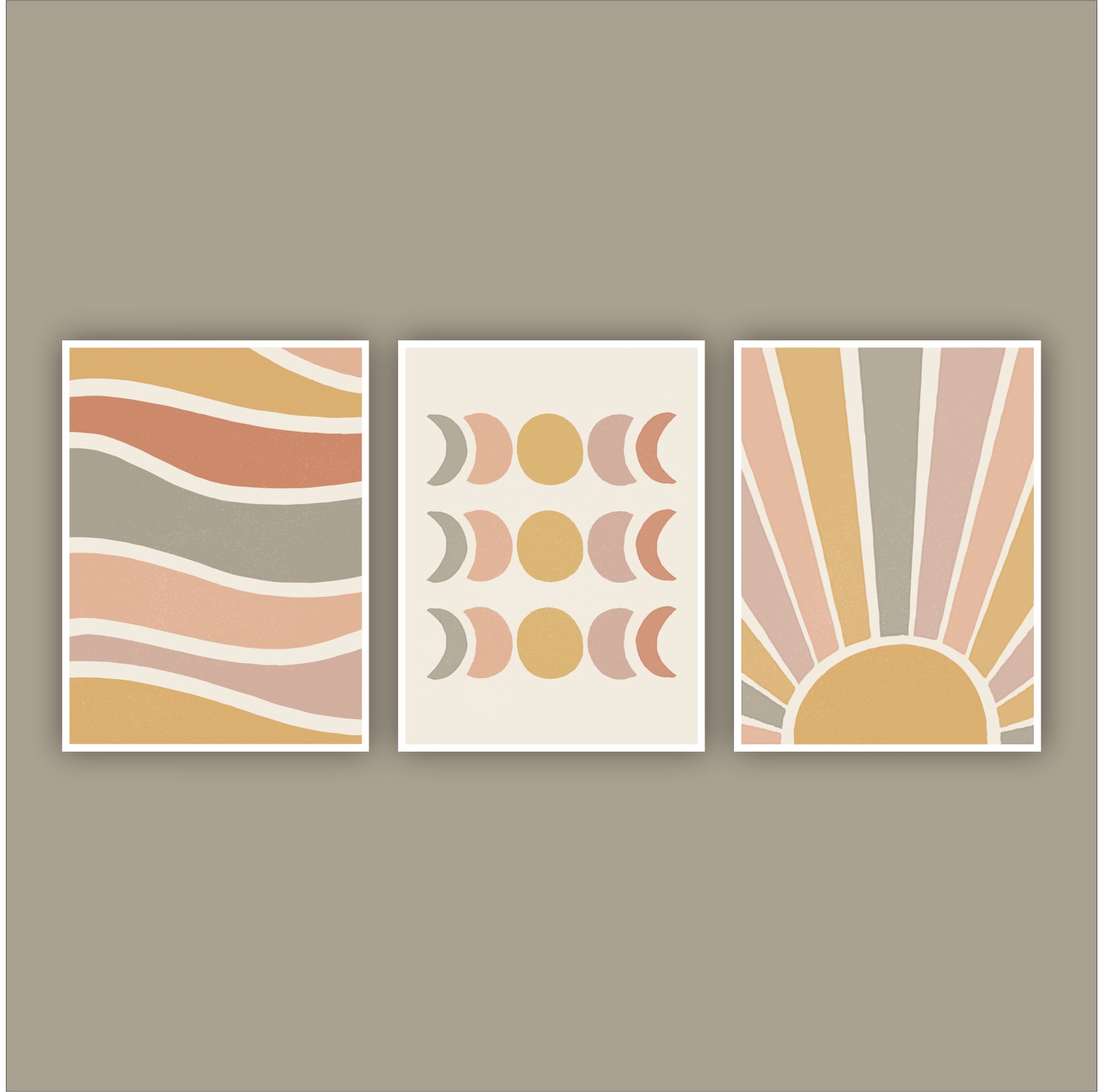 Pack Of 3 Multicolor Hand Drawn Boho Printed Wall Decor For Any Space