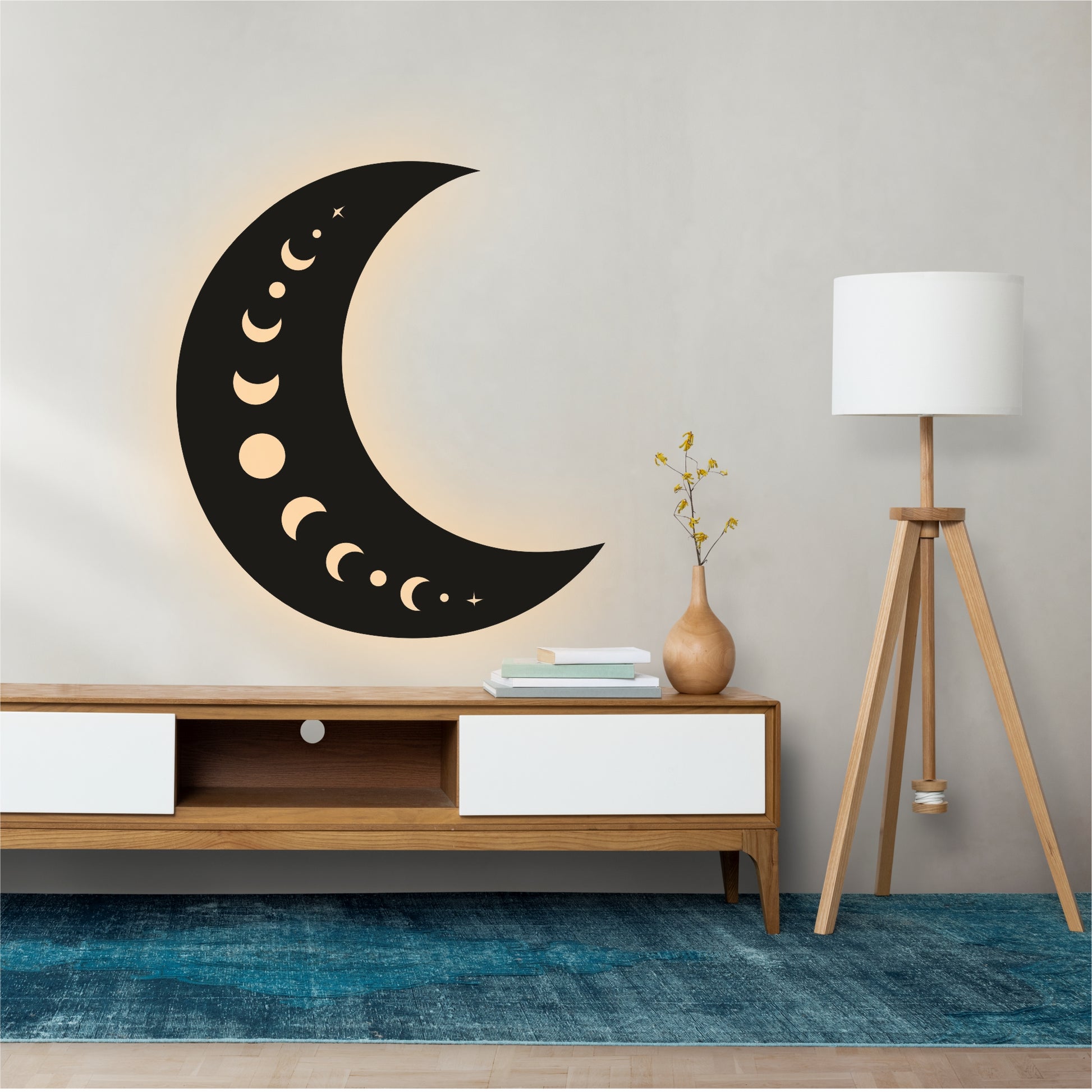 Red Space Themed Moon Wall Art Decor