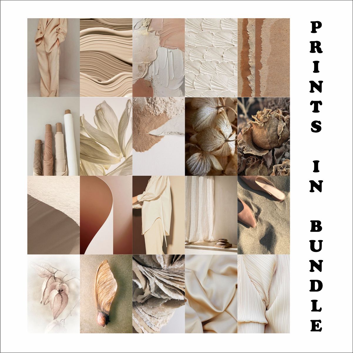 Beige Aesthetic Posters A4 Size pack of 20