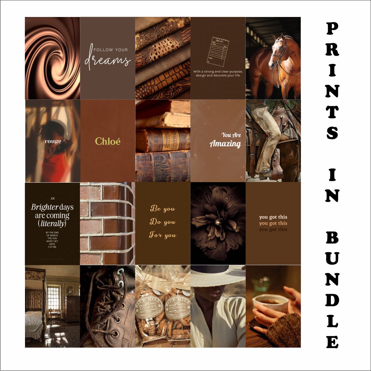 Brown Aesthetic Poster A4 Size Pack Of 20