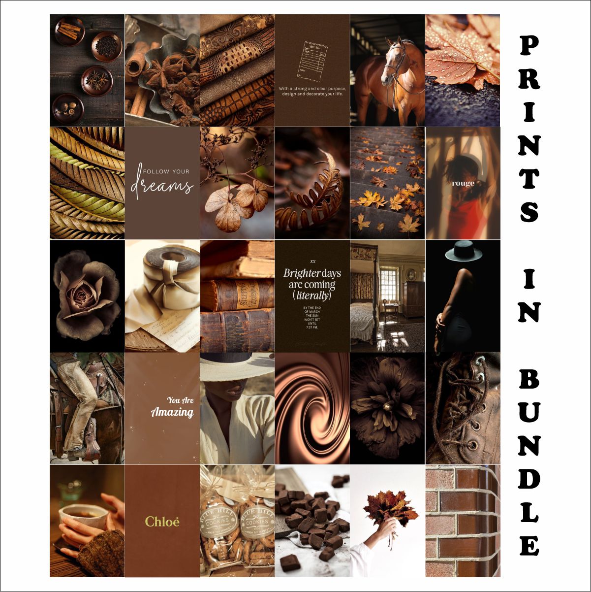 Brown Aesthetic Poster A6 Size pack of 30