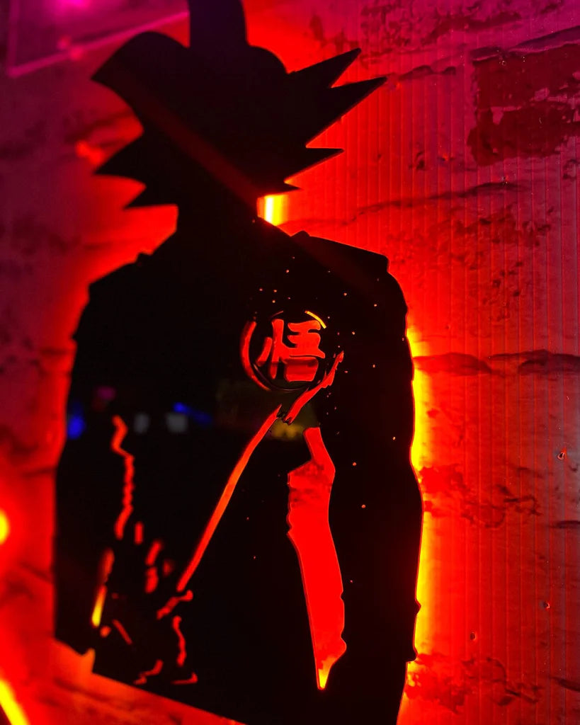 Goku Backlit Engineered Wood  wall  Hanging Red  Anime