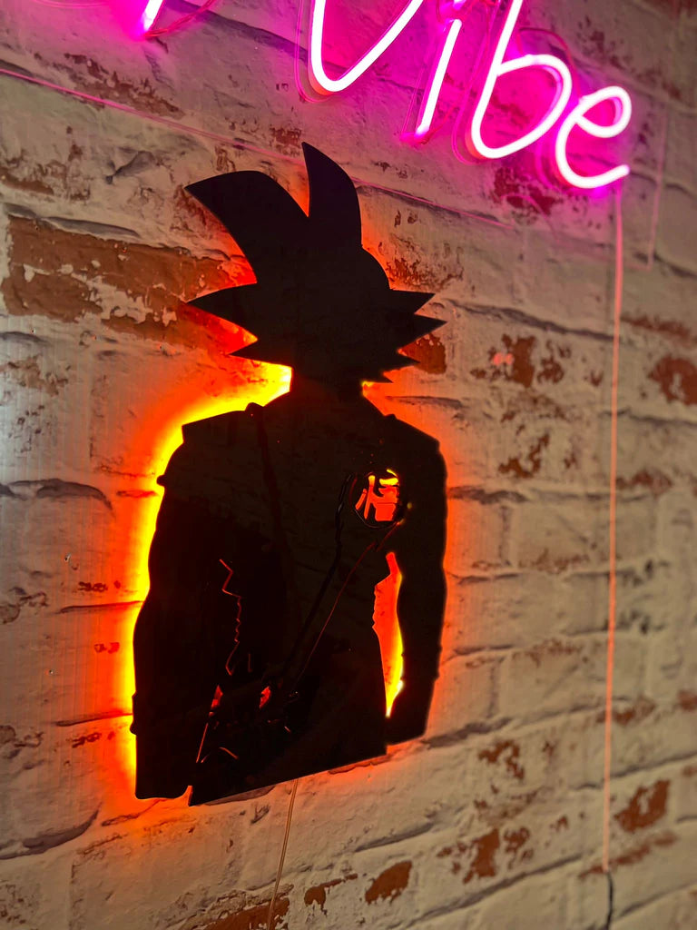 Goku Backlit Engineered Wood  wall  Hanging Red  Anime