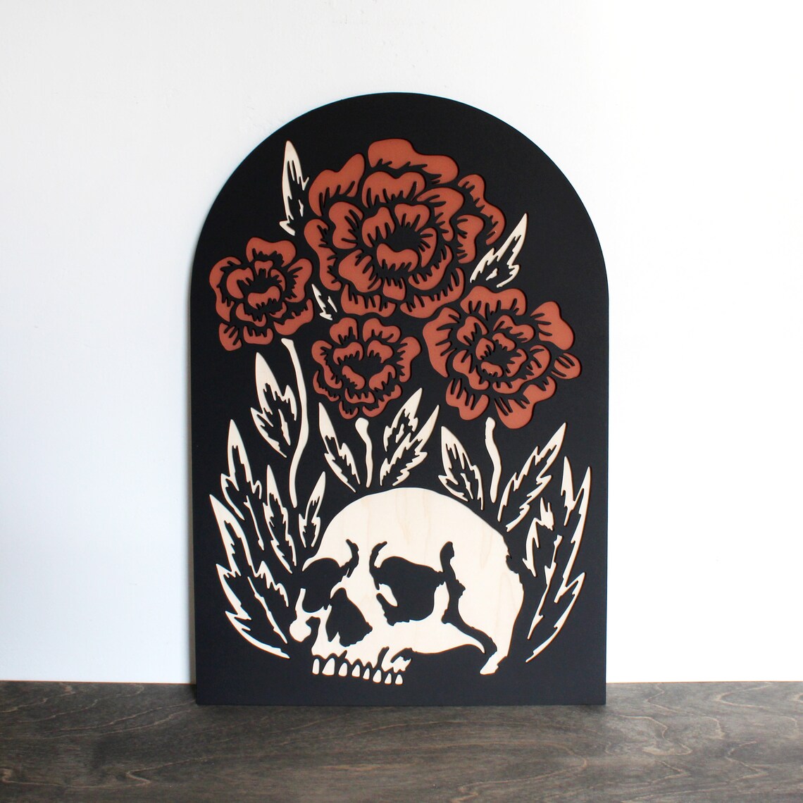 Black Rectangular Flowers Themed Wall Decor