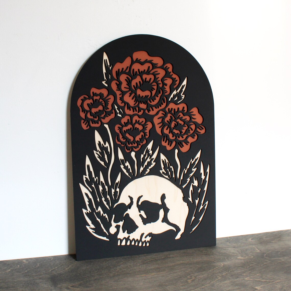 Black Rectangular Flowers Themed Wall Decor