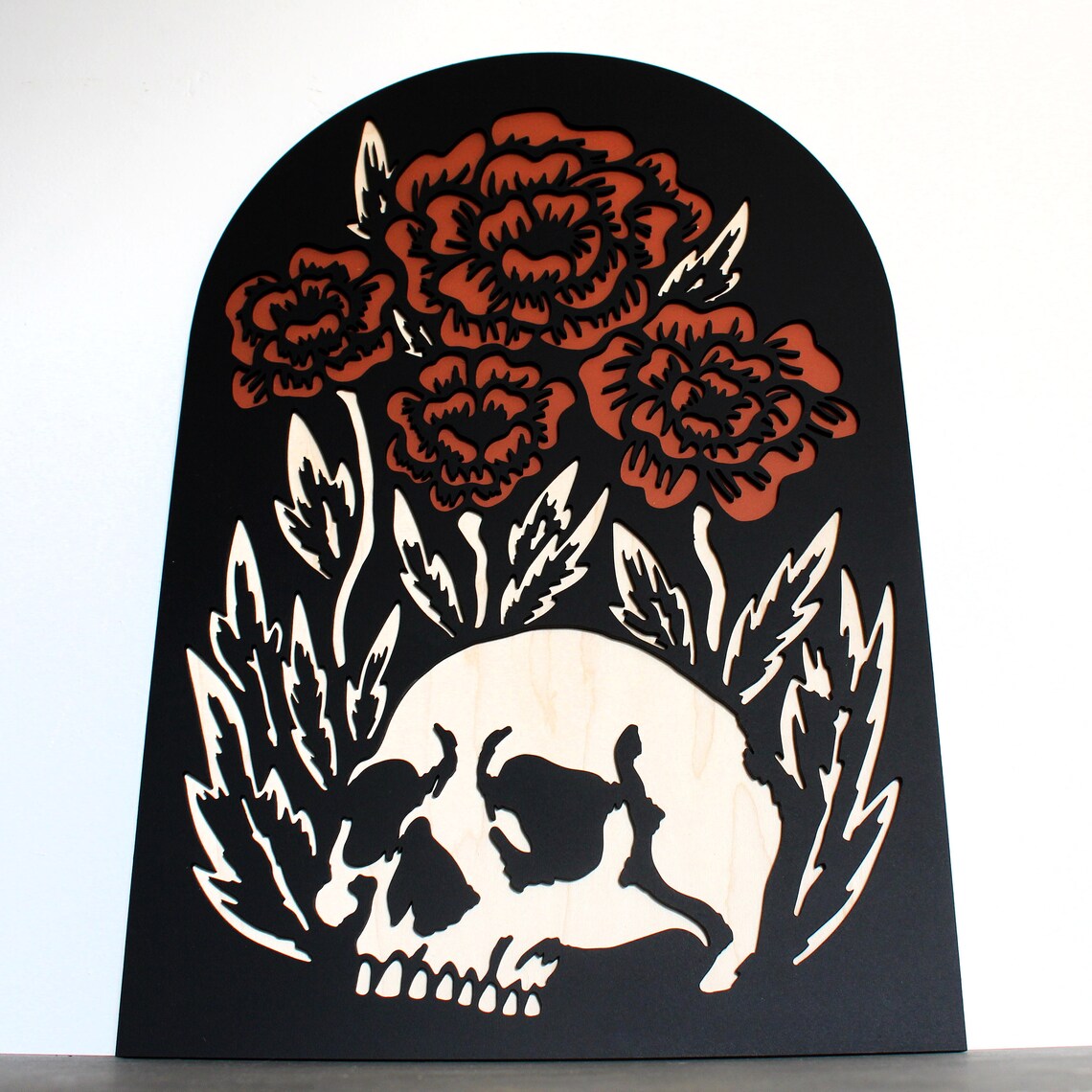 Black Rectangular Flowers Themed Wall Decor