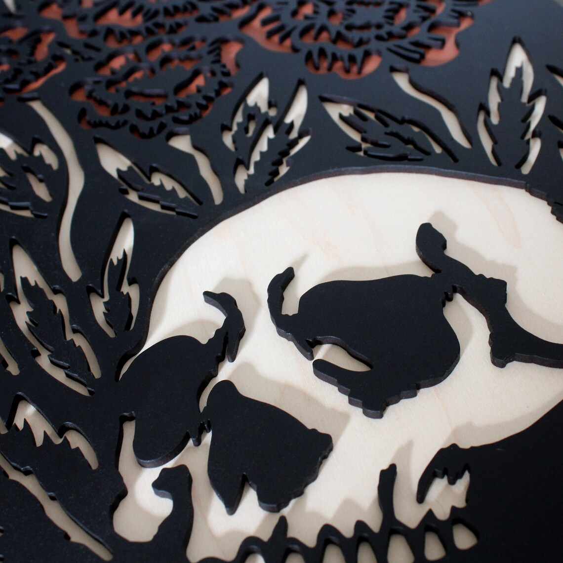 Black Rectangular Flowers Themed Wall Decor