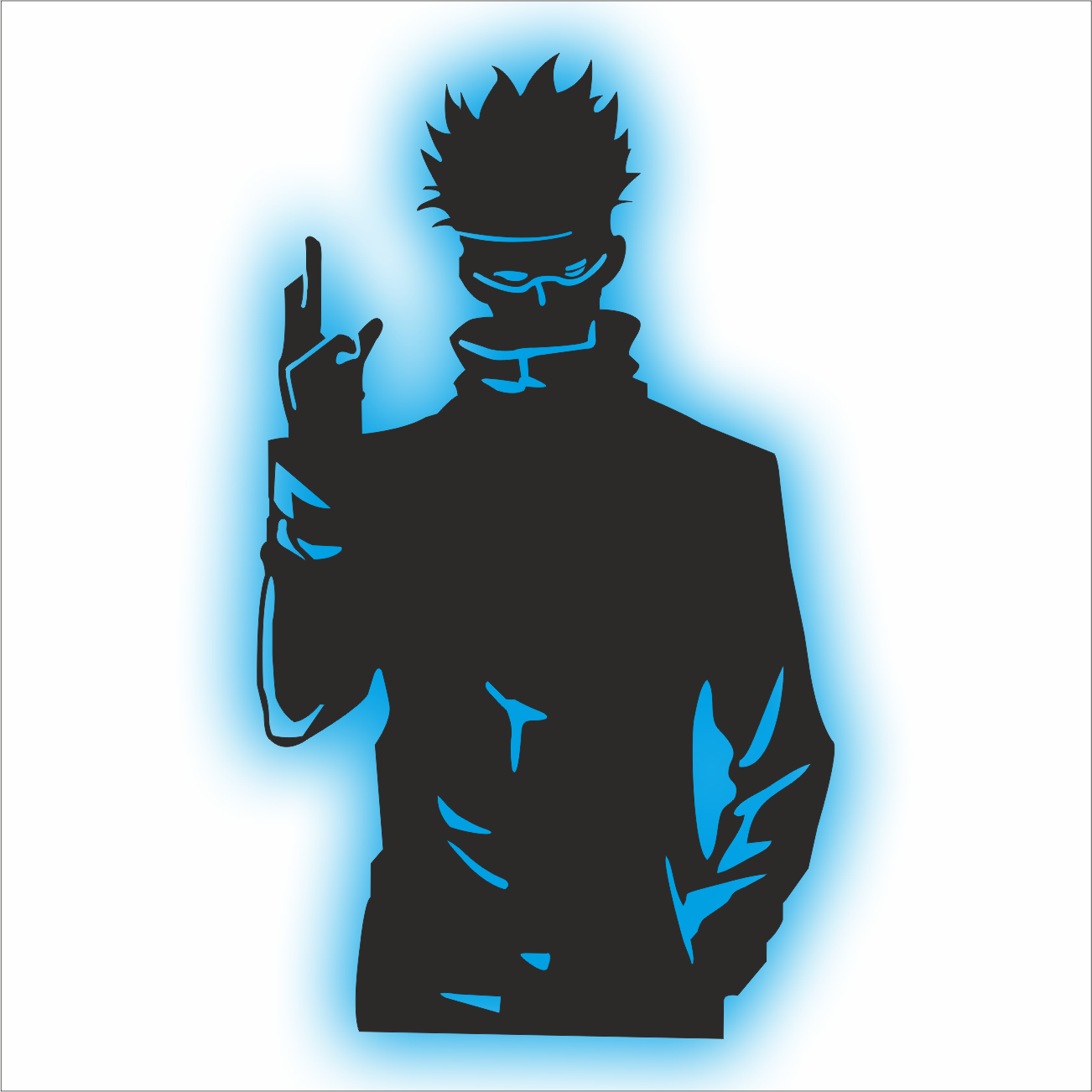 Gojo Backlit Engineered Wood Blue Anime Wall Hanging