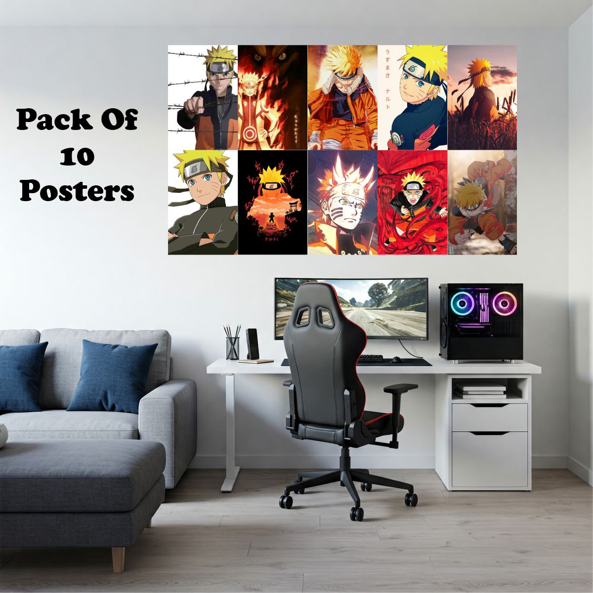 Naruto Poster Bundle A4 Size  pack of 10 (Set 1)