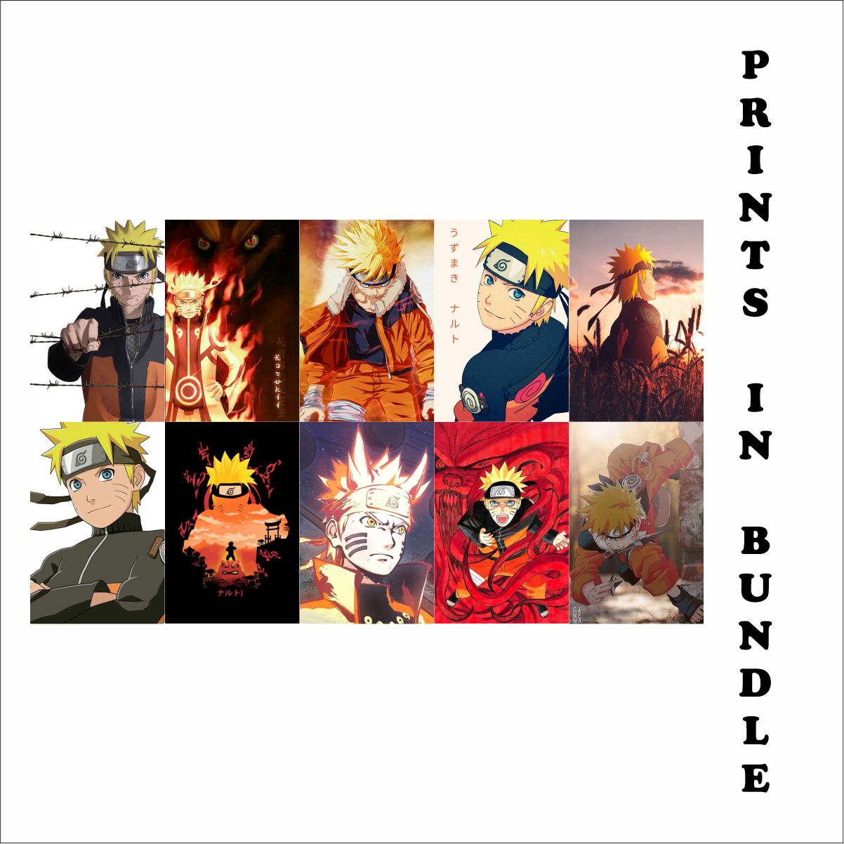 Naruto Poster Bundle A4 Size  pack of 10 (Set 1)