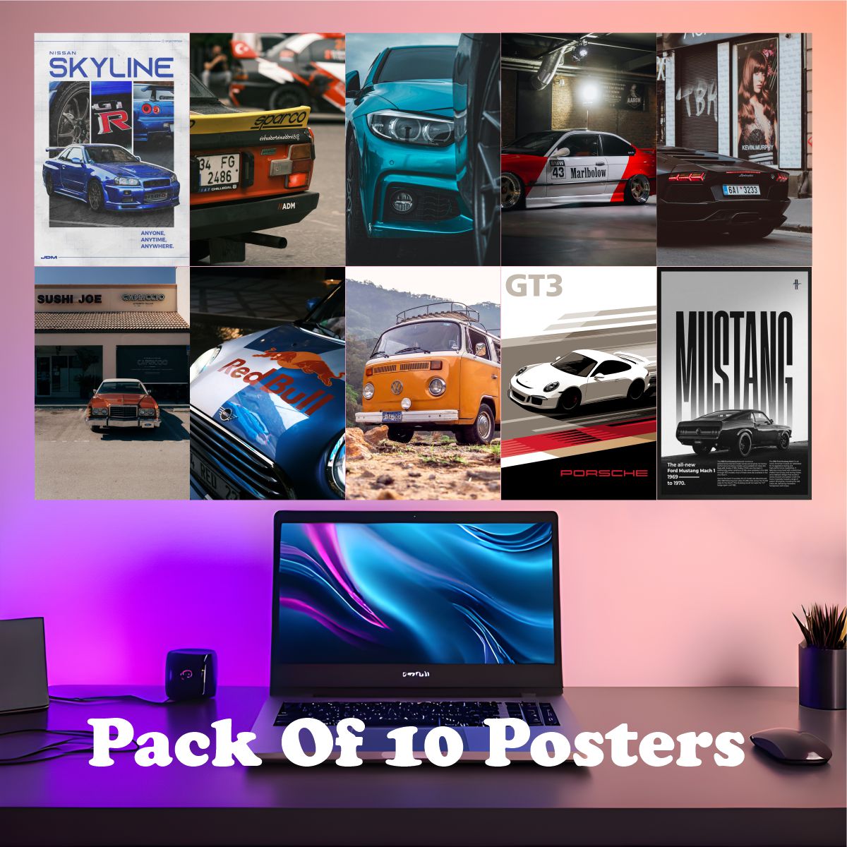 Car posters A4 Size Pack Of  10 (Set 1)