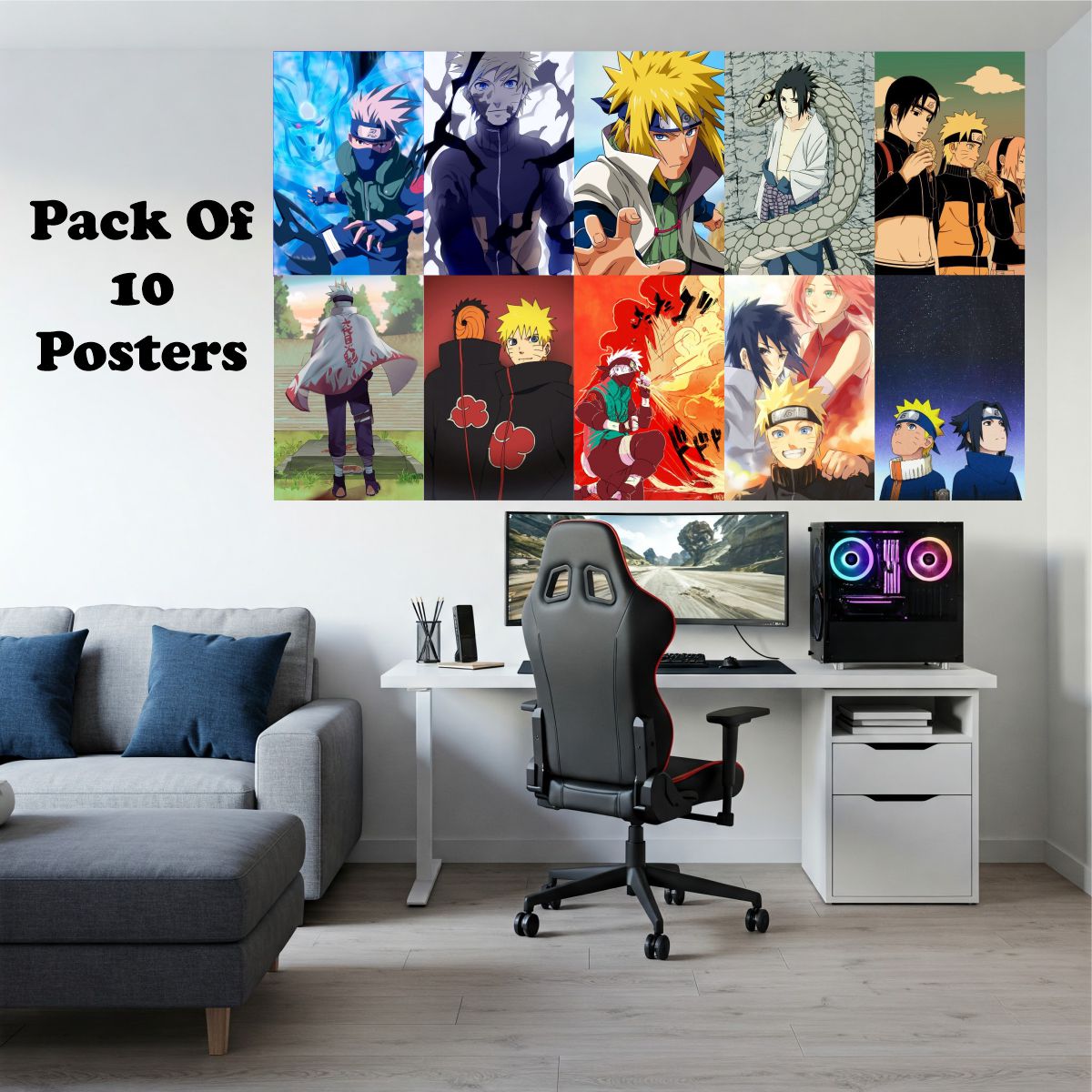 Naruto Poster Bundle A4 Size pack of 10 (Set 2)