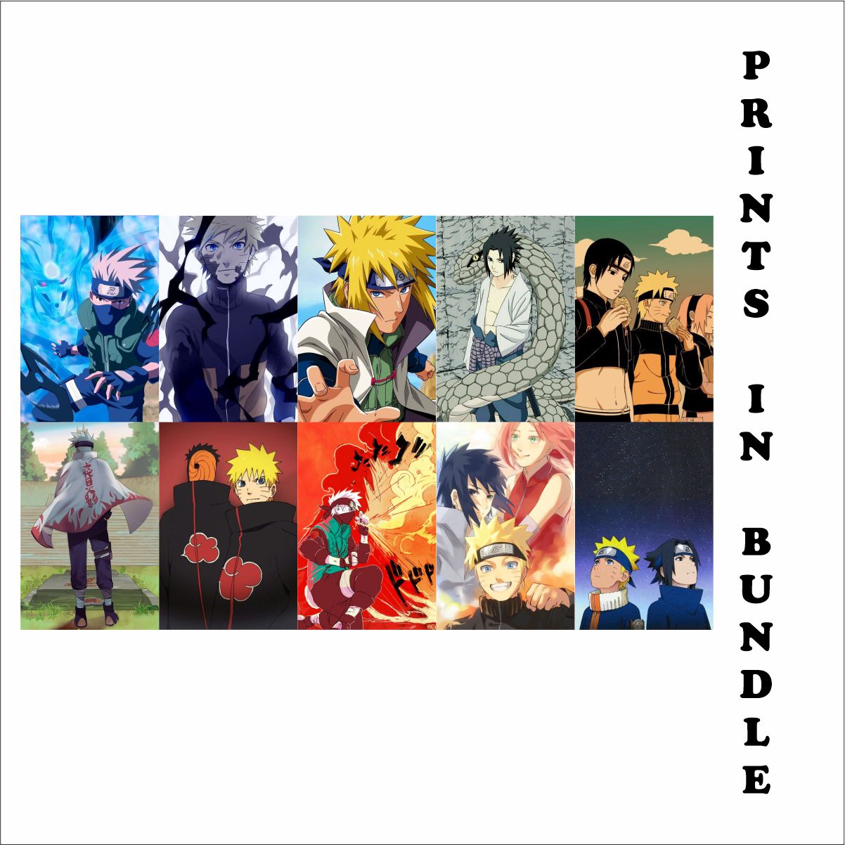 Naruto Poster Bundle A4 Size pack of 10 (Set 2)