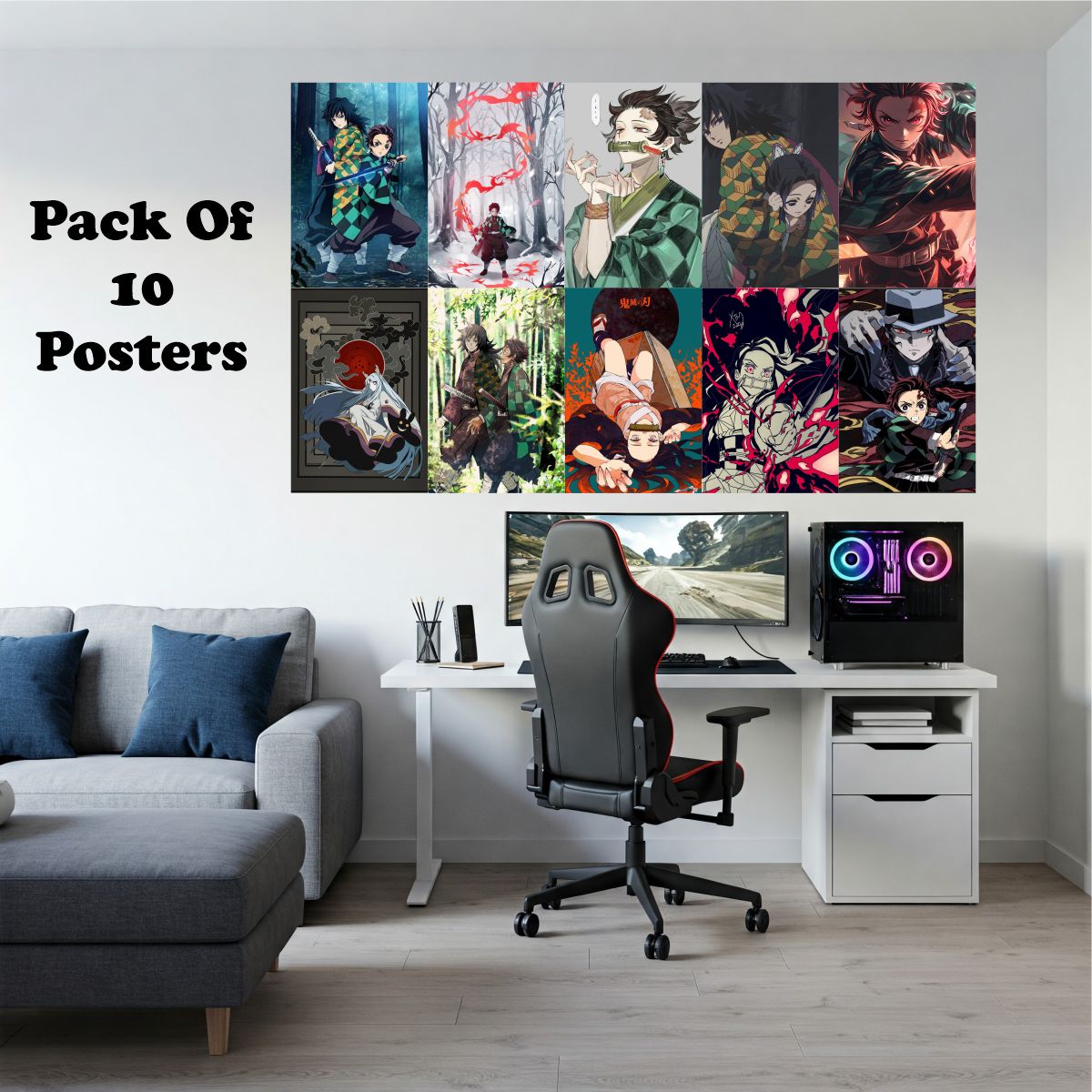 10 Demon Slayer Posters A4 Size (Set 3)