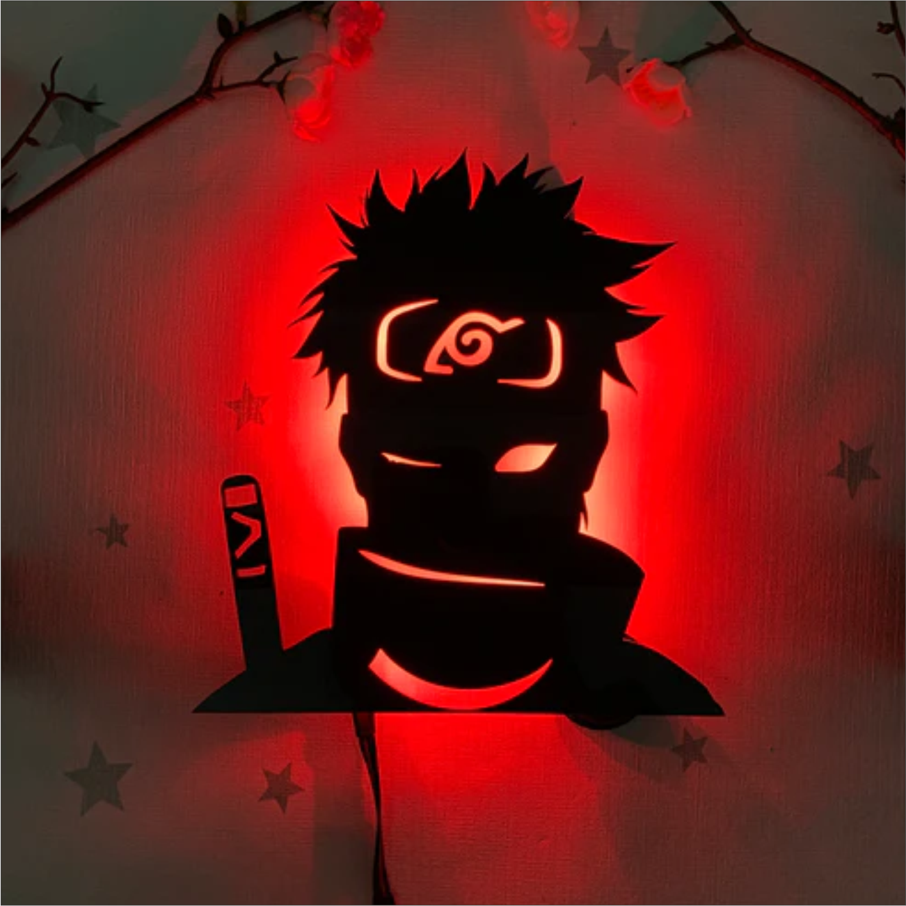 Shisui Backlit Engineered Wood wall art Red Anime Themed