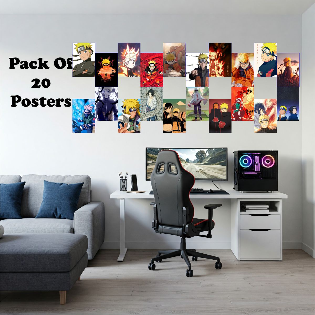 Naruto Poster Bundle A4 Size pack of 20