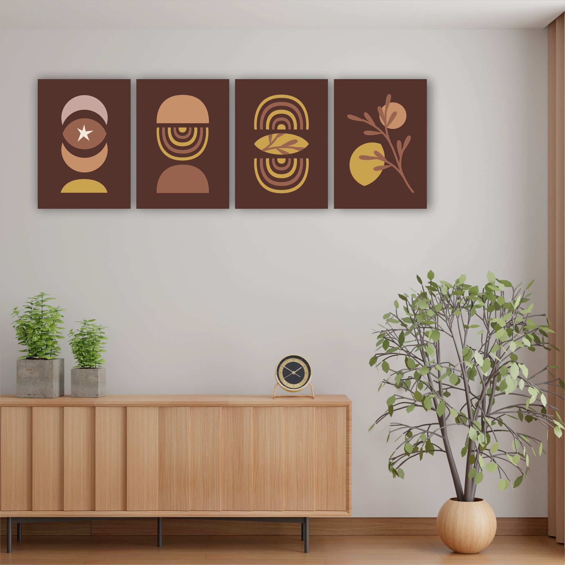 Pack Of 4 Multicolor Floral Boho Printed Wall Decor For Any Space