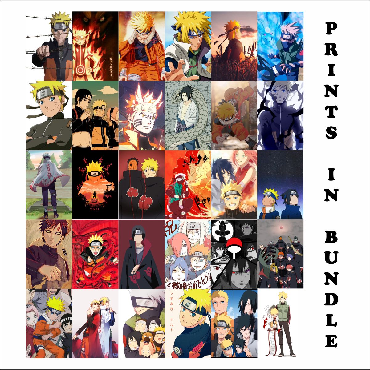 Naruto Poster Bundle A6 Size pack of 30