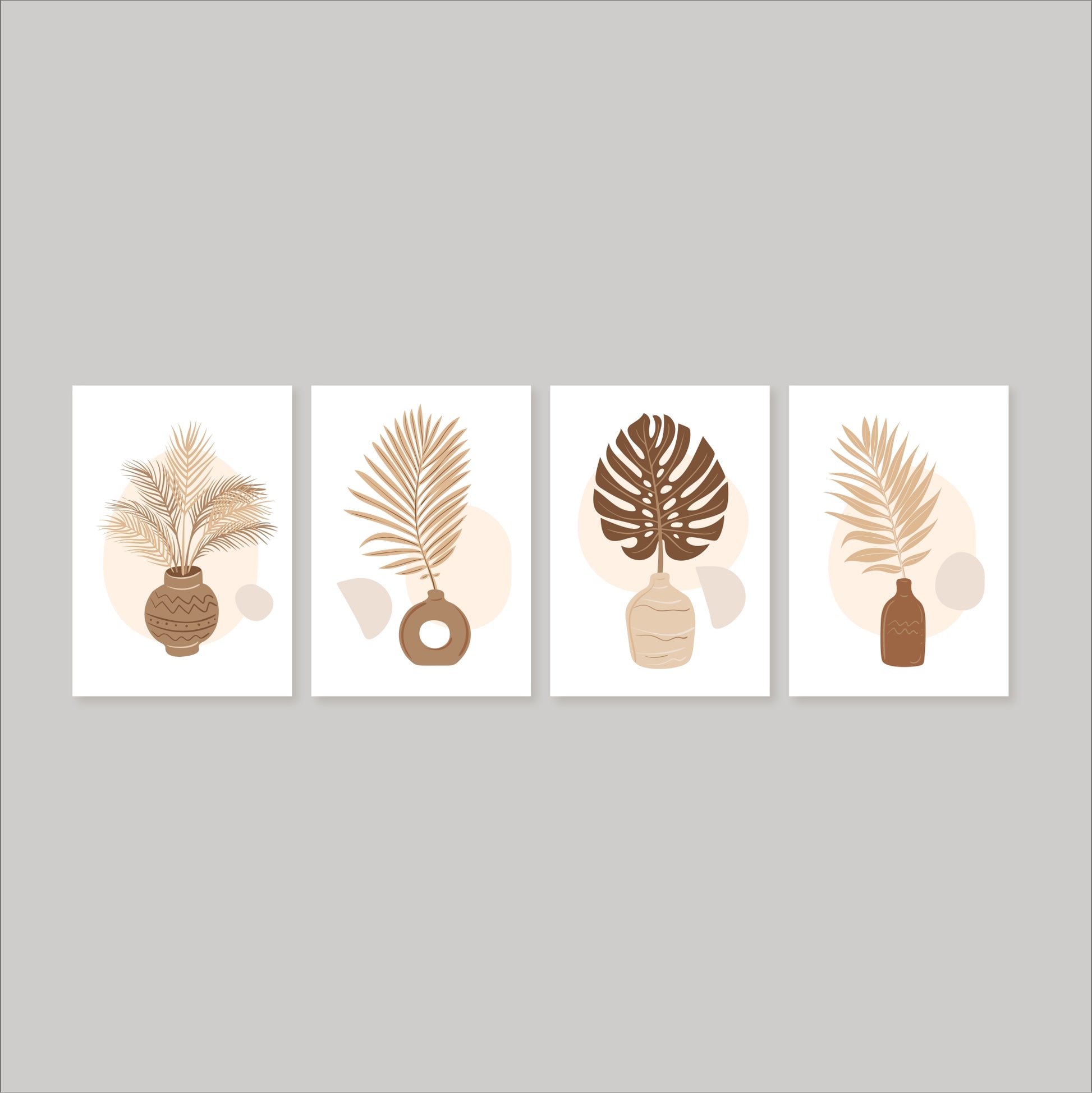 Pack Of 4 Multicolor Moon And Pot Printed Wall Decor For Any Space