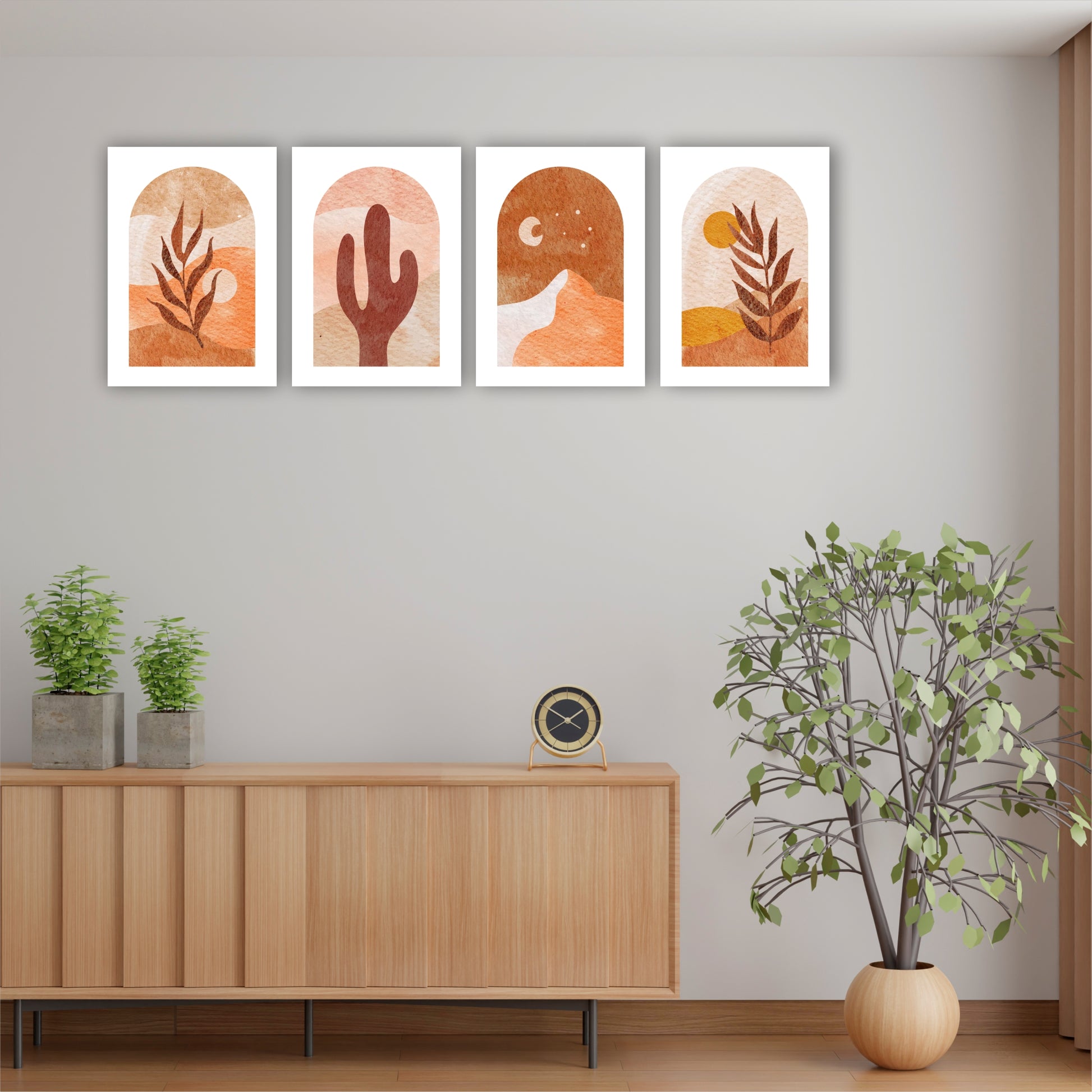 Pack Of 4 Multicolor Arch Boho Printed Wall Decor For Any Space