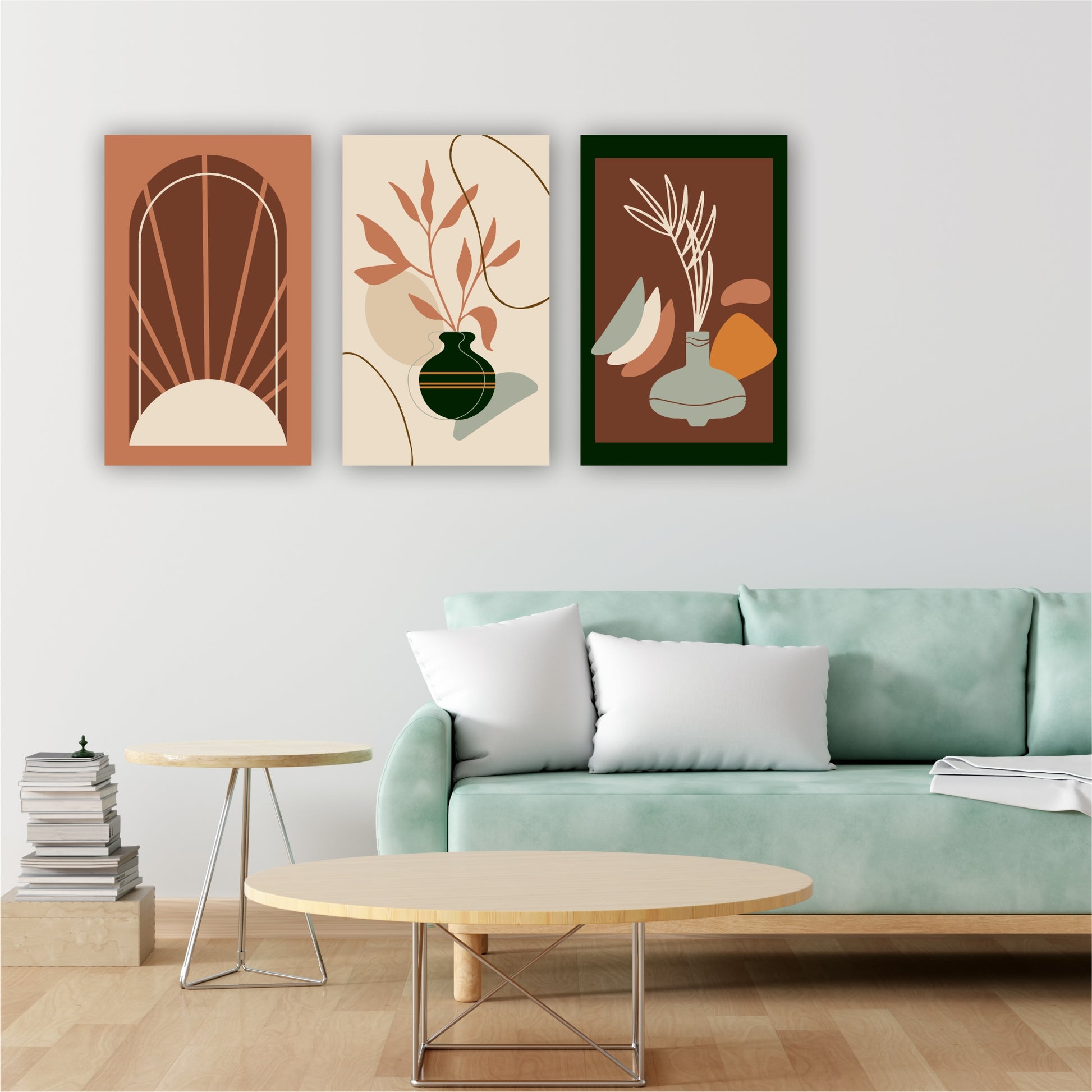 Pack Of 3 Multicolor Flat Design Boho Printed Wall Decor For Any Space