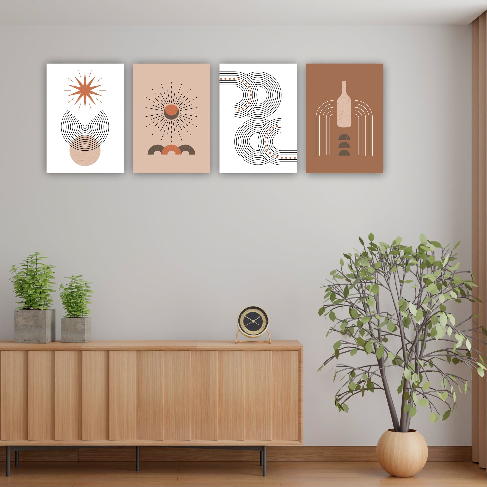 Pack Of 4 Multicolor Abstract Printed Wall Decor For Any Space