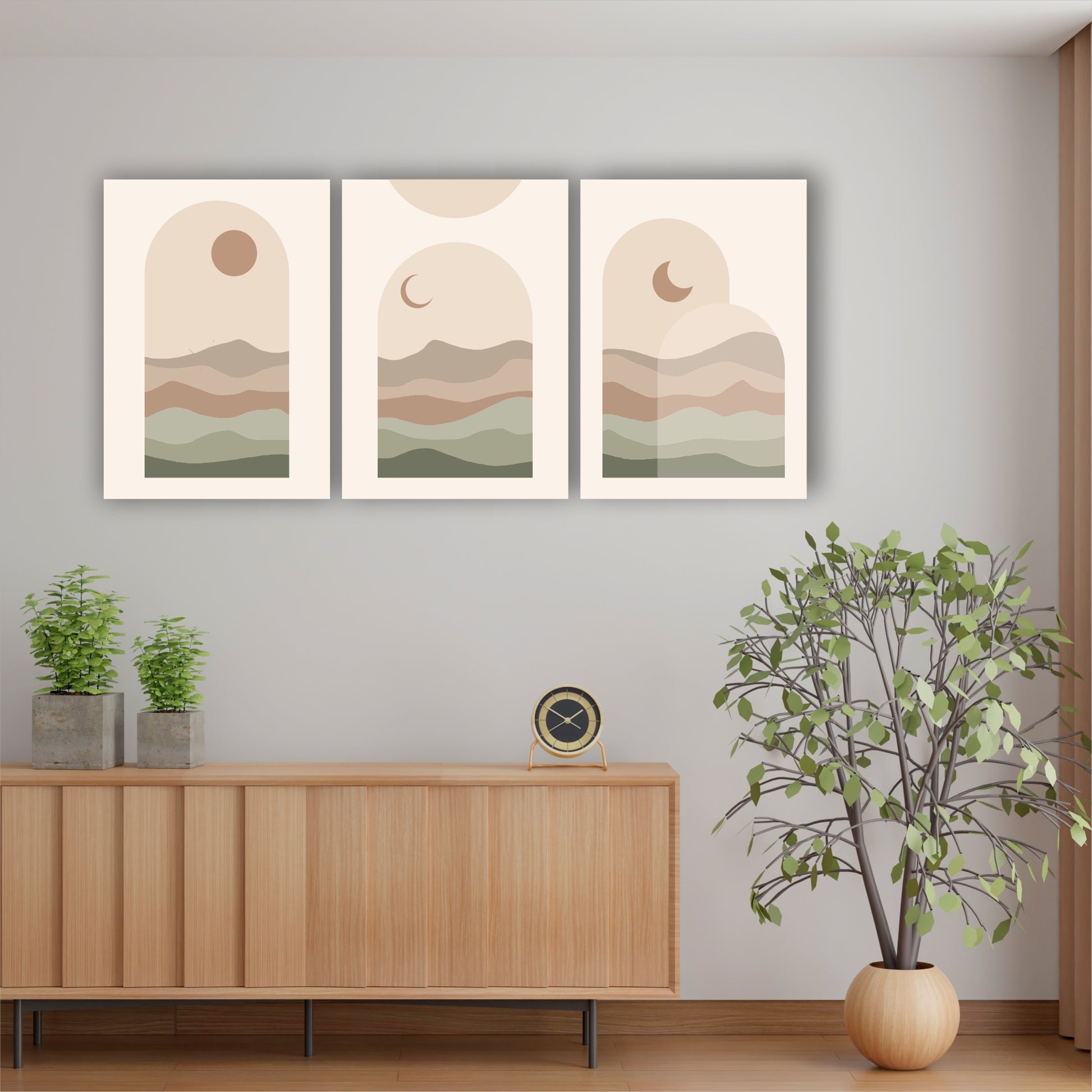 Pack Of 3 Multicolor Landscape Abstract Printed Wall Decor For Any Space