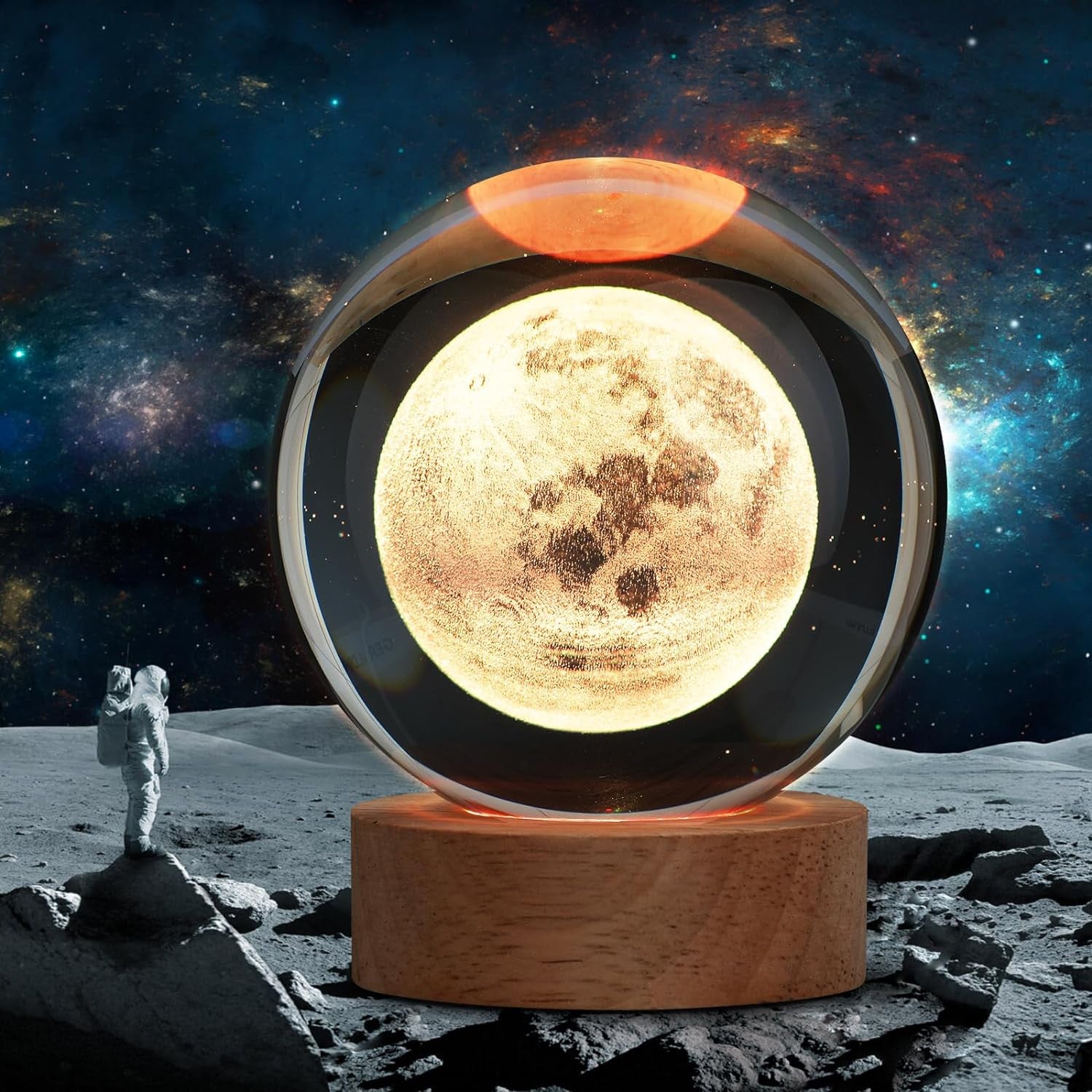 3D Crystal Ball Night Lamp(MOON) (6 cm)