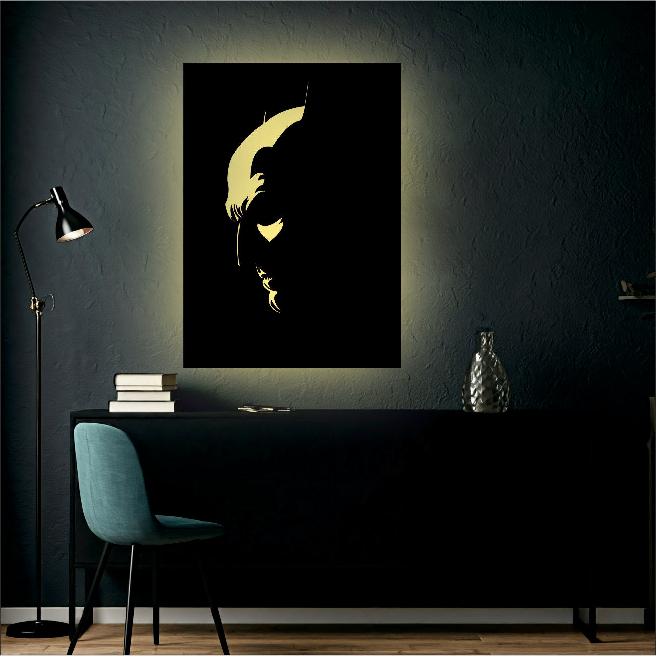 batman Backlit Wall Decor Side Face Warm White Led